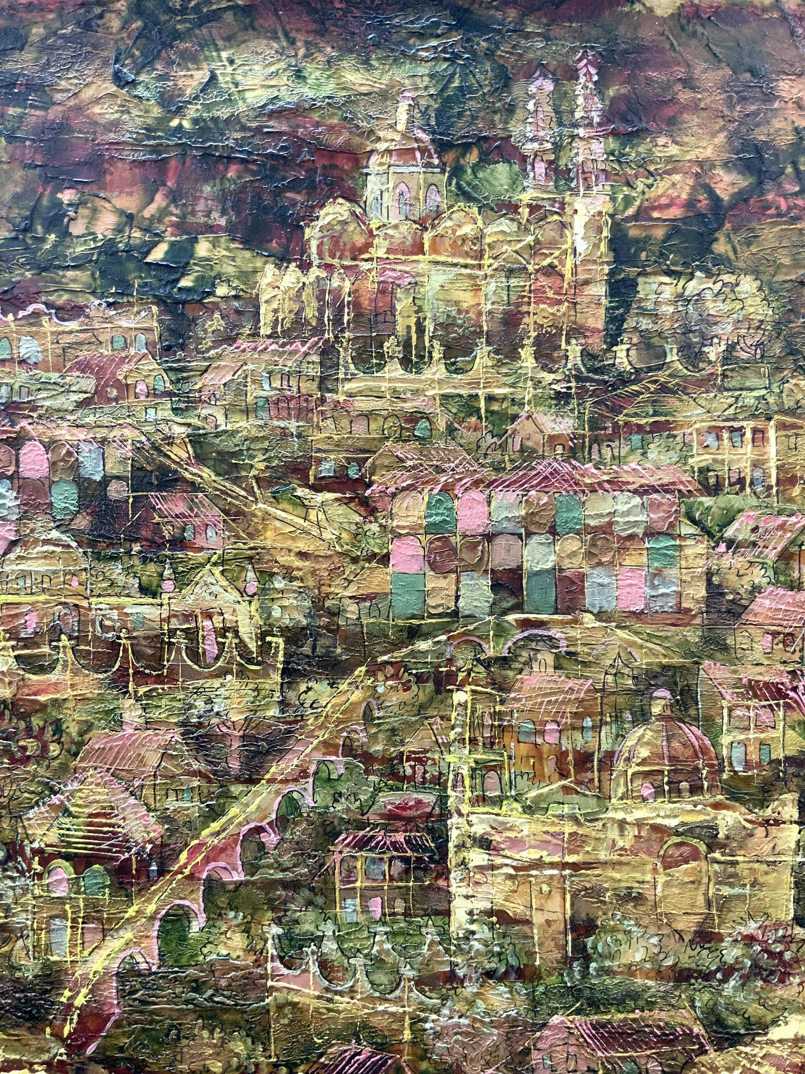 Signed Acrylic On Canvas Middle Eastern Cityscape (1 of 10)