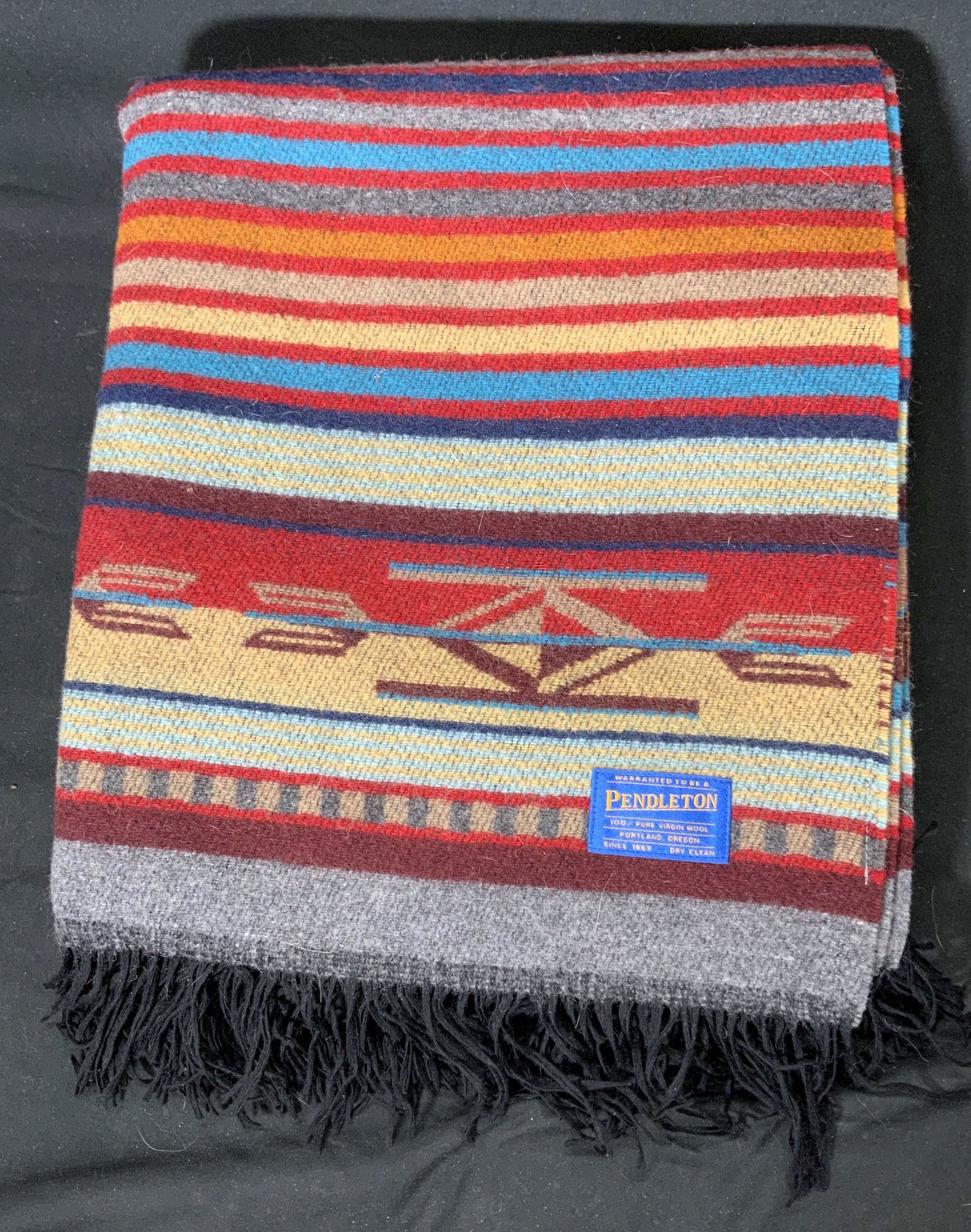 PENDLETON Multi Color Striped Wool Blanket (0206) on Jan 04, 2023