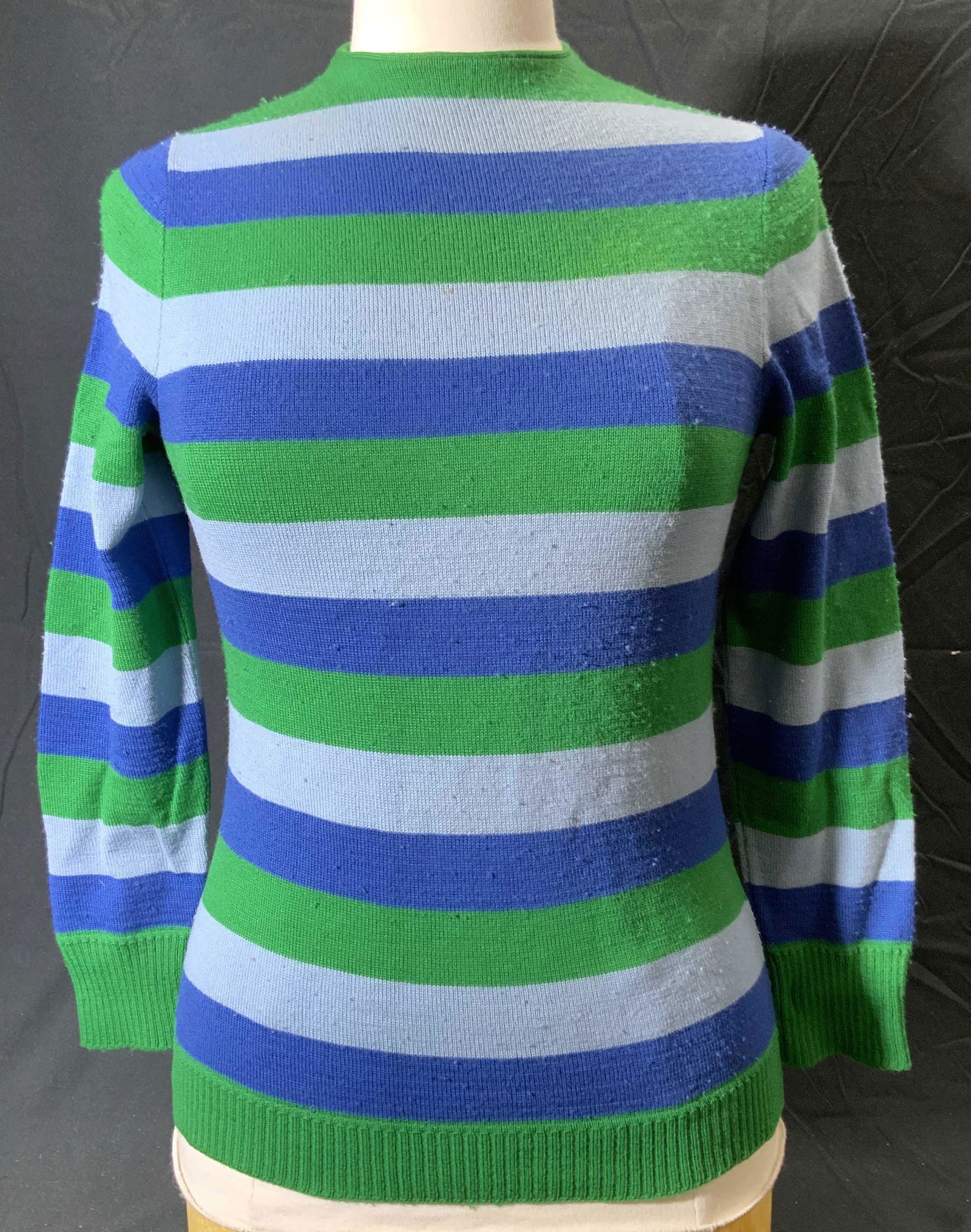 GEISTEX Green & Blue Striped Wool Sweater (1 of 7)