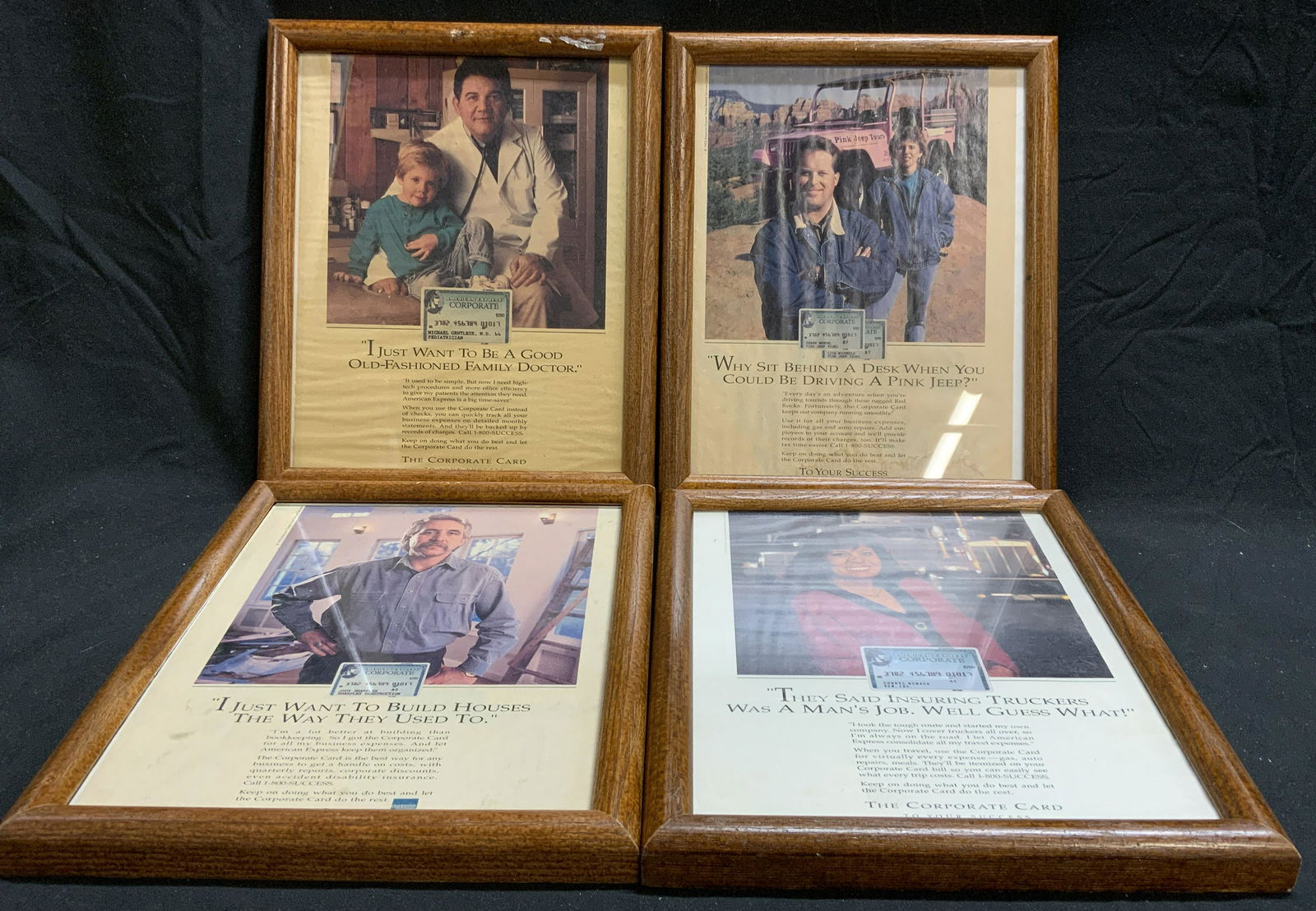 4 AMERICAN EXPRESS Vtg Corporate Card Framed Ads (1 of 5)