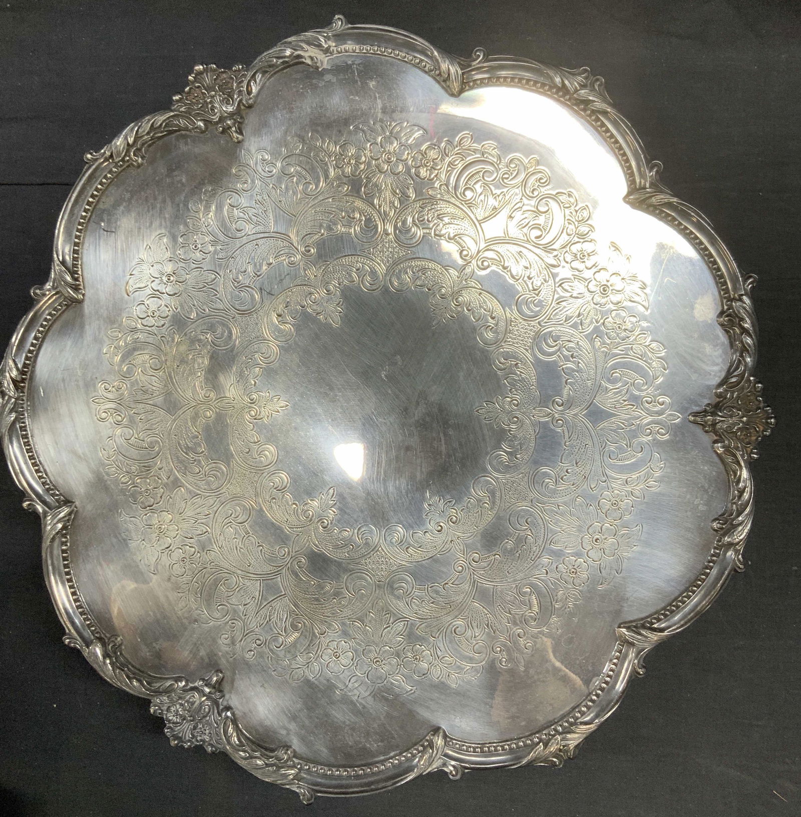 Continental Silver Co Silver Plate Lazy Susan, Sgn (1 of 6)