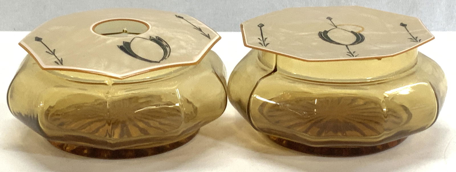 Amber Glass Vtg Dresser Top Vanity Accessories, 2 (1 of 5)