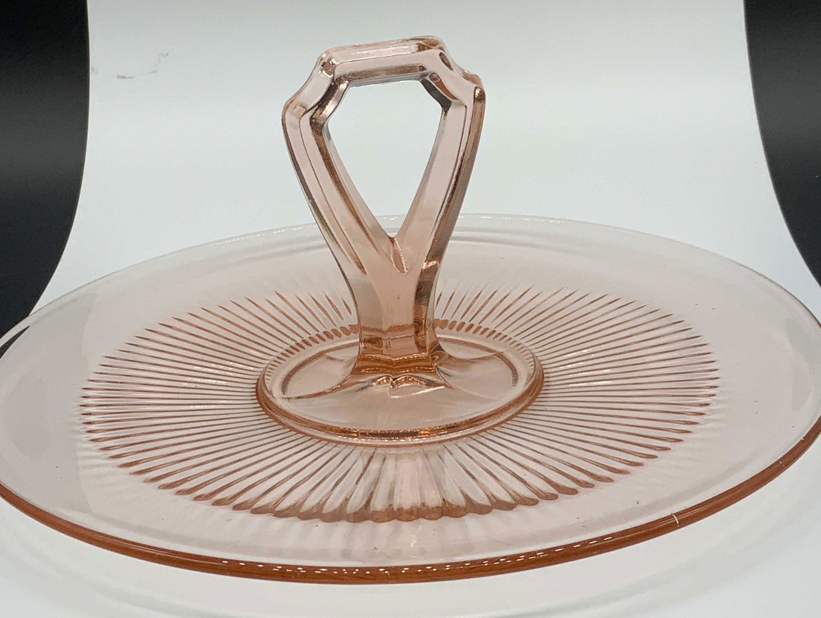 Print Depression Glass Dessert Tray w Handle (1 of 5)