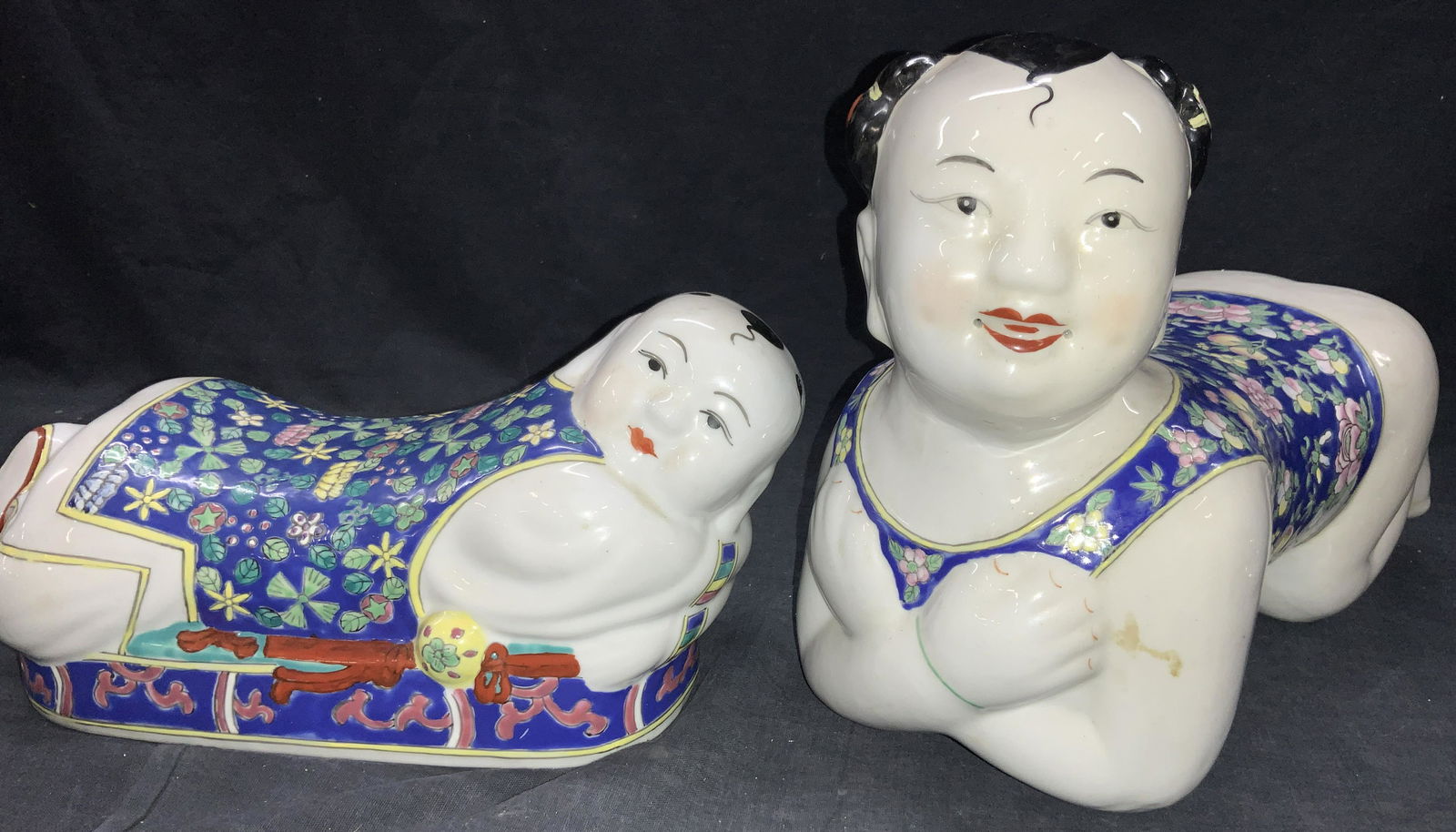 Signed Hand Painted Asian Porcelain Pillow Rests (1 of 16)