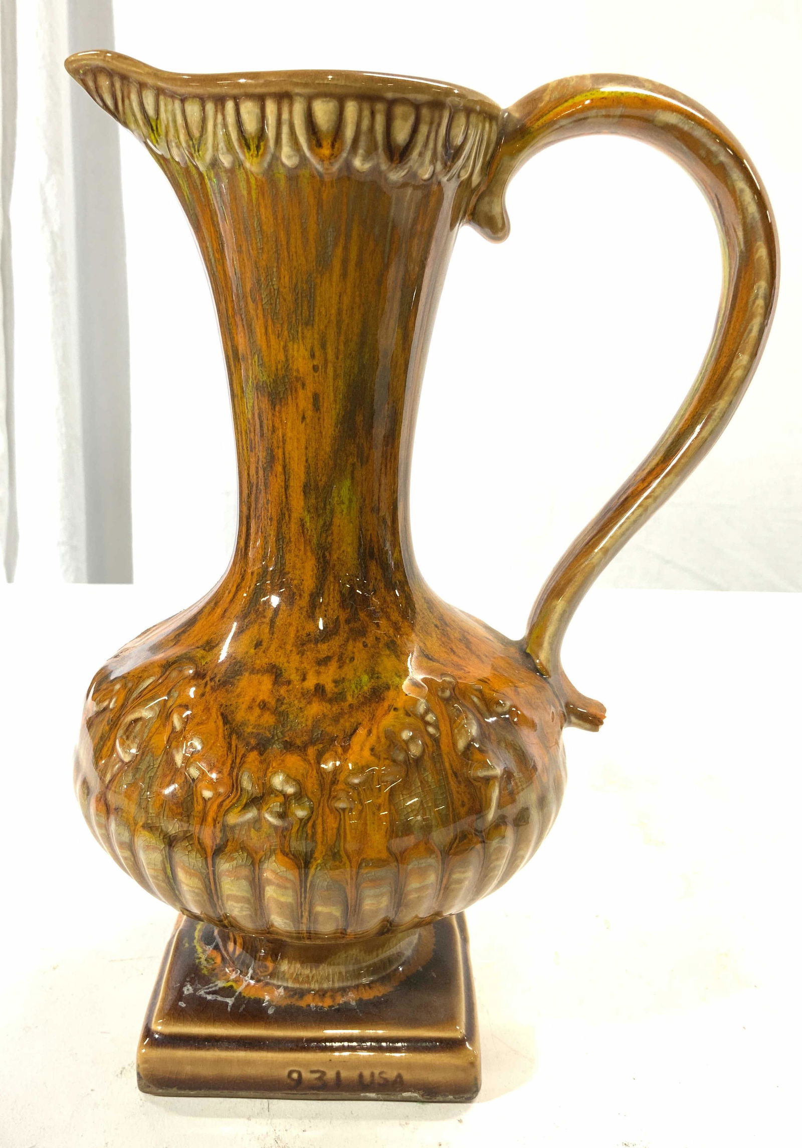 Vintage Ceramic Footed Pitcher Ewer (1 of 9)