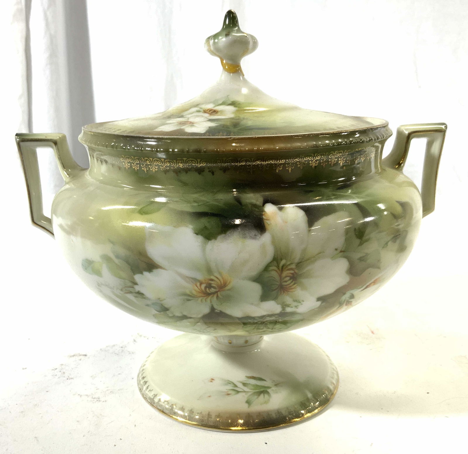 RS PRUSSIA Porcelain Lidded Vessel W Handles (1 of 8)