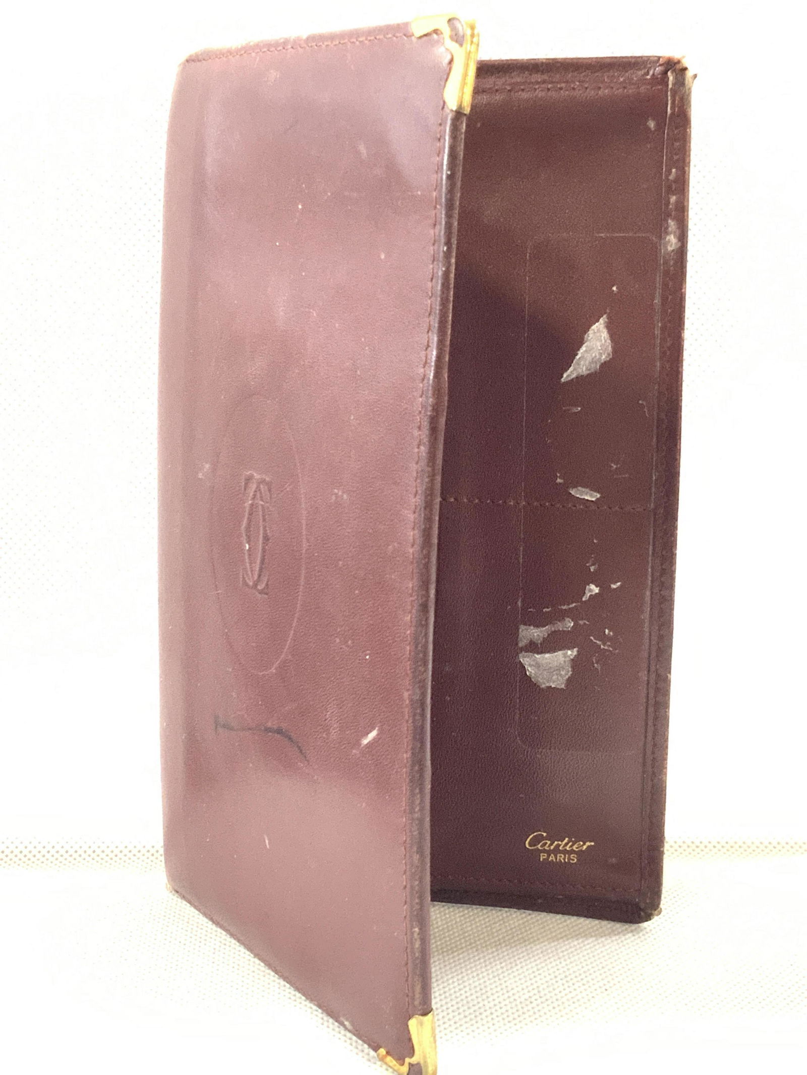 CARTIER Maroon Leather Folding Wallet, Paris (1 of 9)