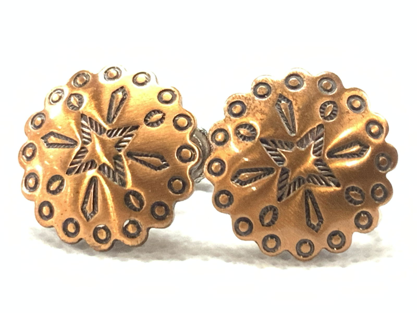 Vintage Copper Button Screw Back Earrings (1 of 7)