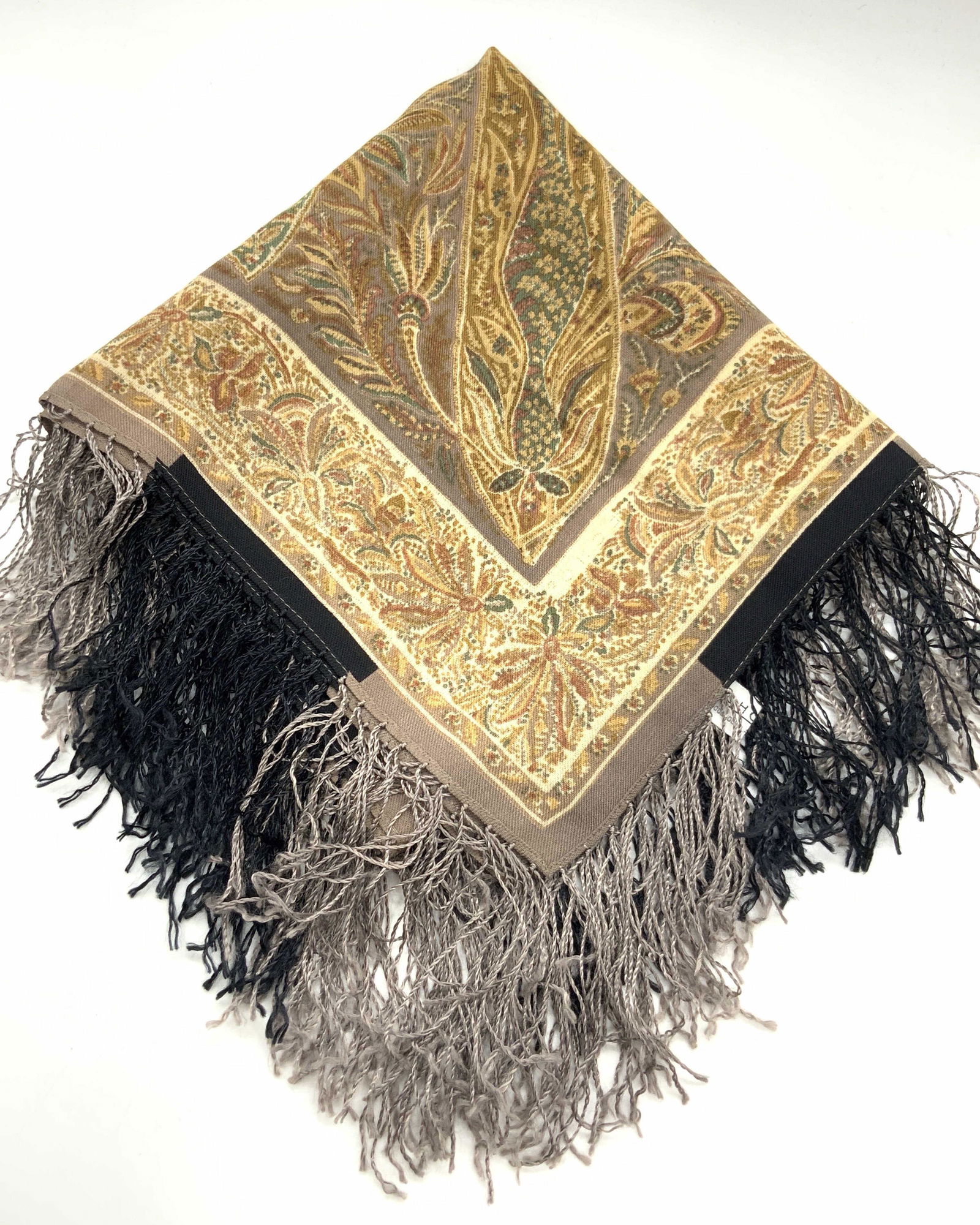 ECHO 100% Wool Paisley Fringe Shawl/Scarf (1 of 8)