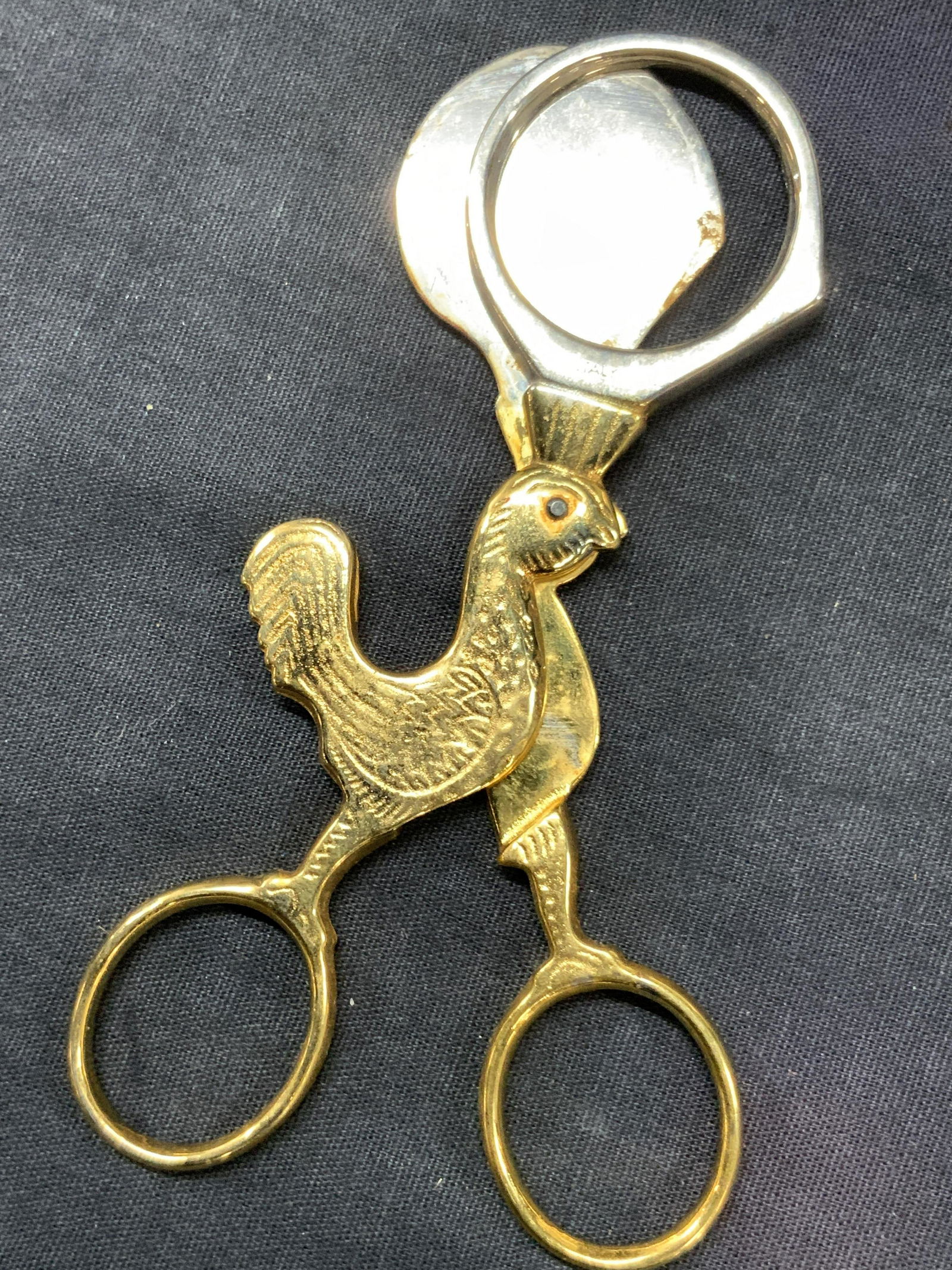 Vintage Metalwork Rooster Egg Cutter, Italy (1 of 7)
