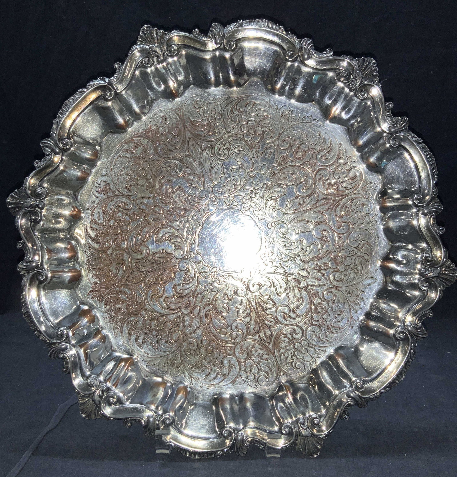 Vintage Hallmarked Ornate Footed Platter (1 of 9)