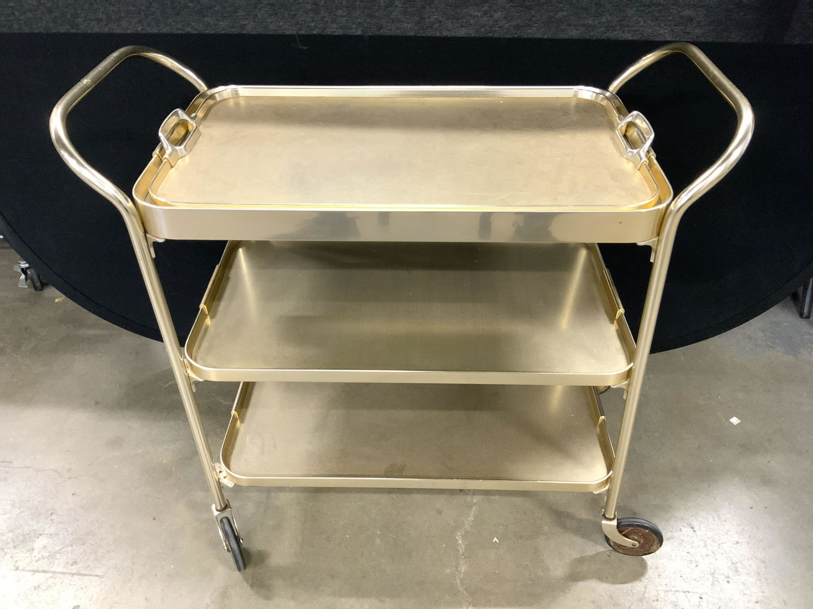 Vintage 3 Tier Bar Cart W Tray (1 of 10)
