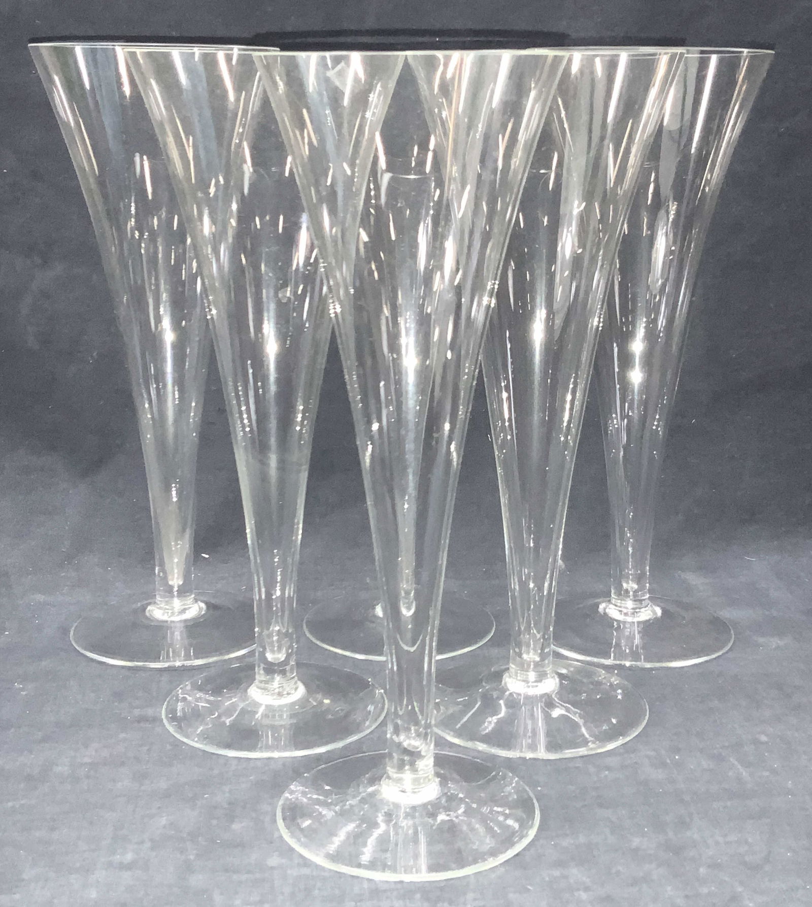 6 Crystal Hollow Stem Champagne Flutes