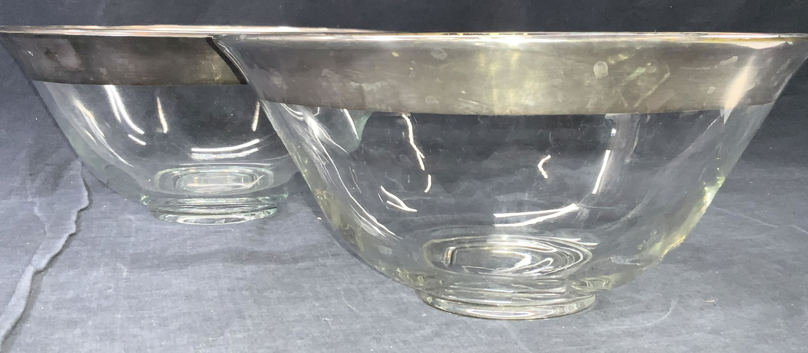 Pair Vintage Crystal Silver Plated Edge Bowls (1 of 10)
