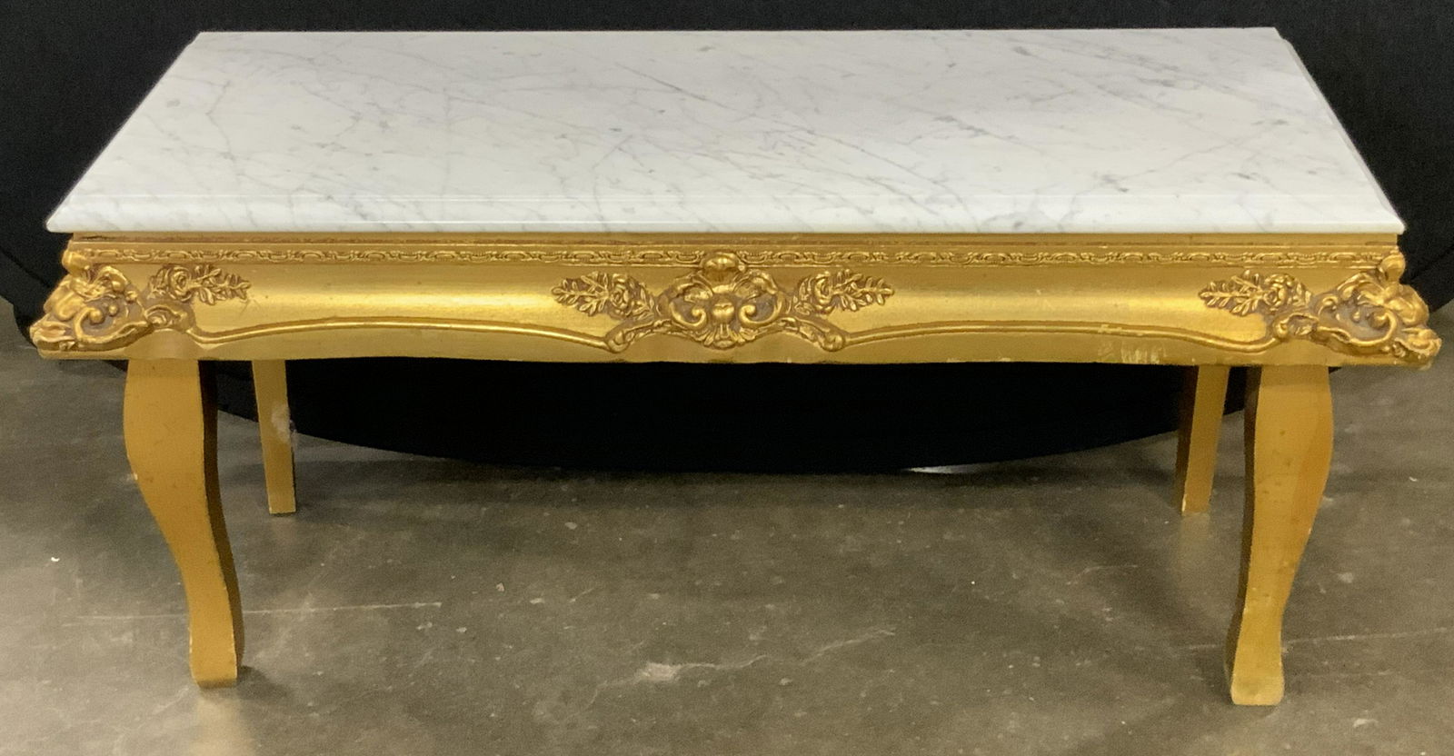 Vintage Marble Topped Gilt Wood Low Bench (1 of 11)