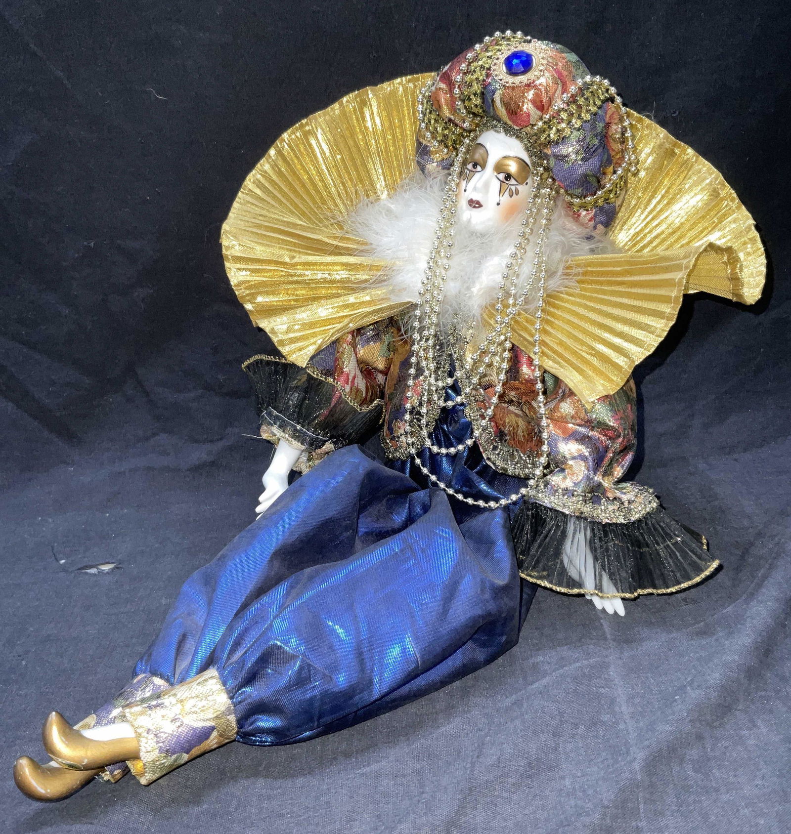 Seated Porcelain Clown Doll Figural (1 of 4)