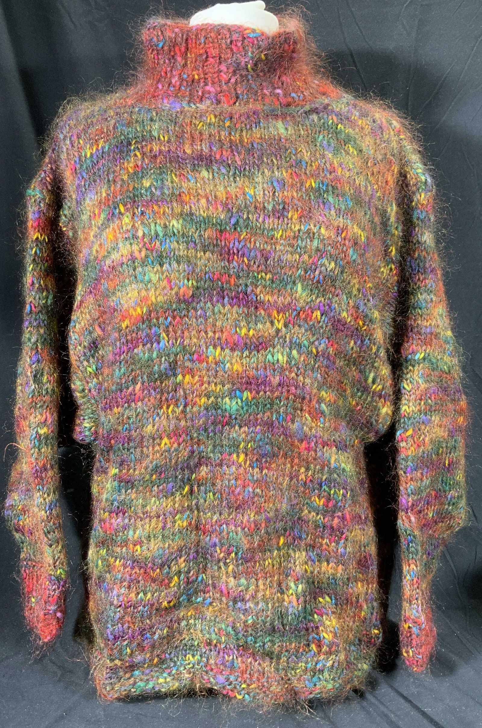 Multi Color Hand knit Turtleneck Sweater (1 of 4)