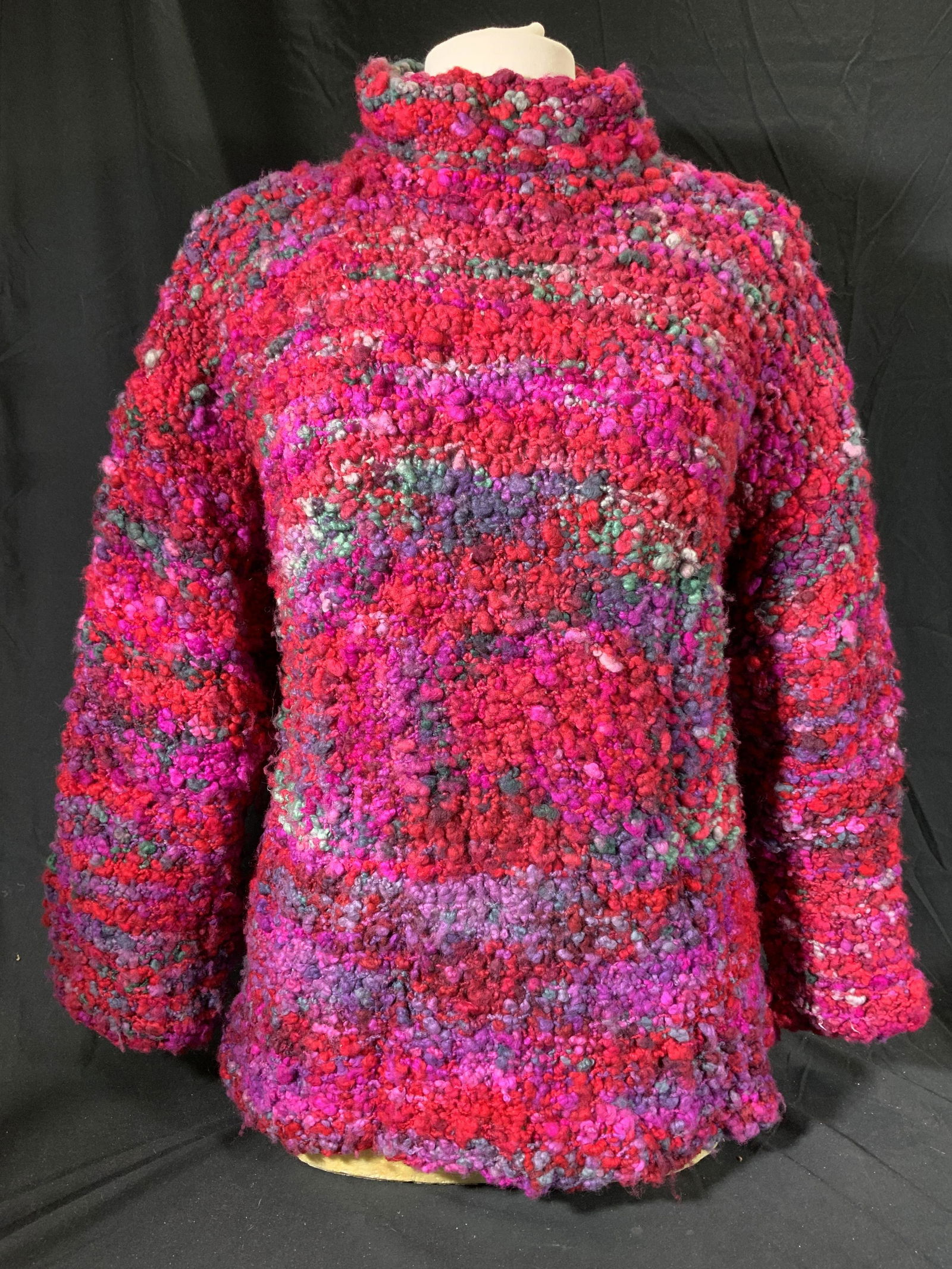Pink Multi Color Popcorn Knit Turtleneck Sweater (1 of 4)