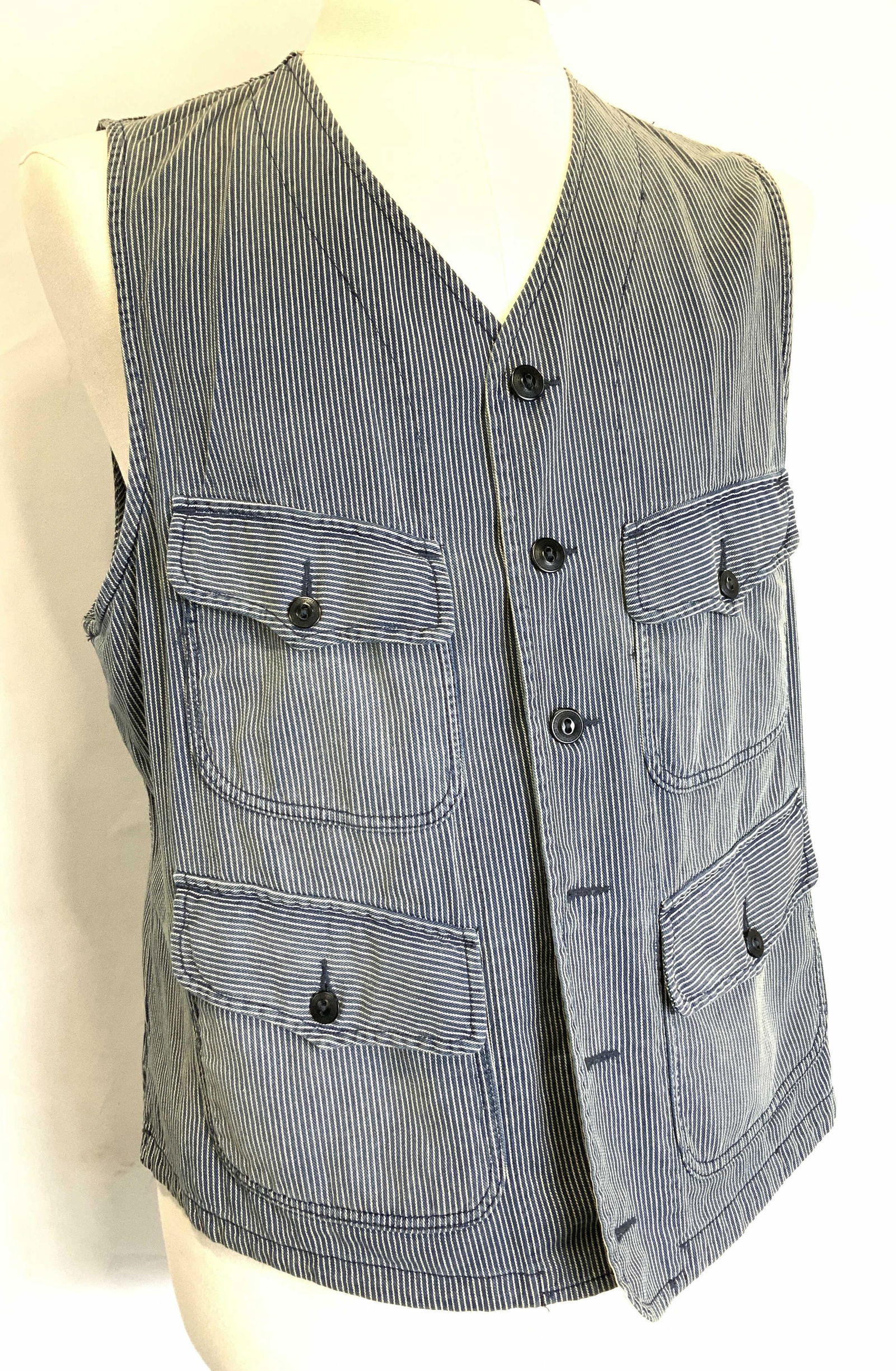 Ralph Lauren Striped Denim Vest, XL (1 of 5)