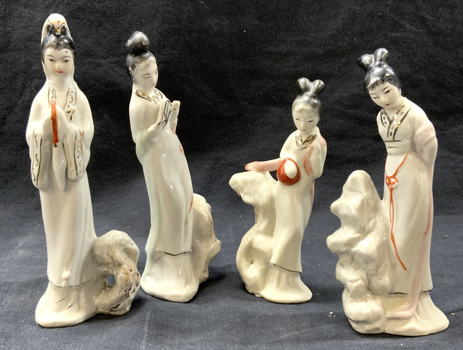 Lot 4 Hand Painted Asian Porcelain Female Figures (1 of 7)