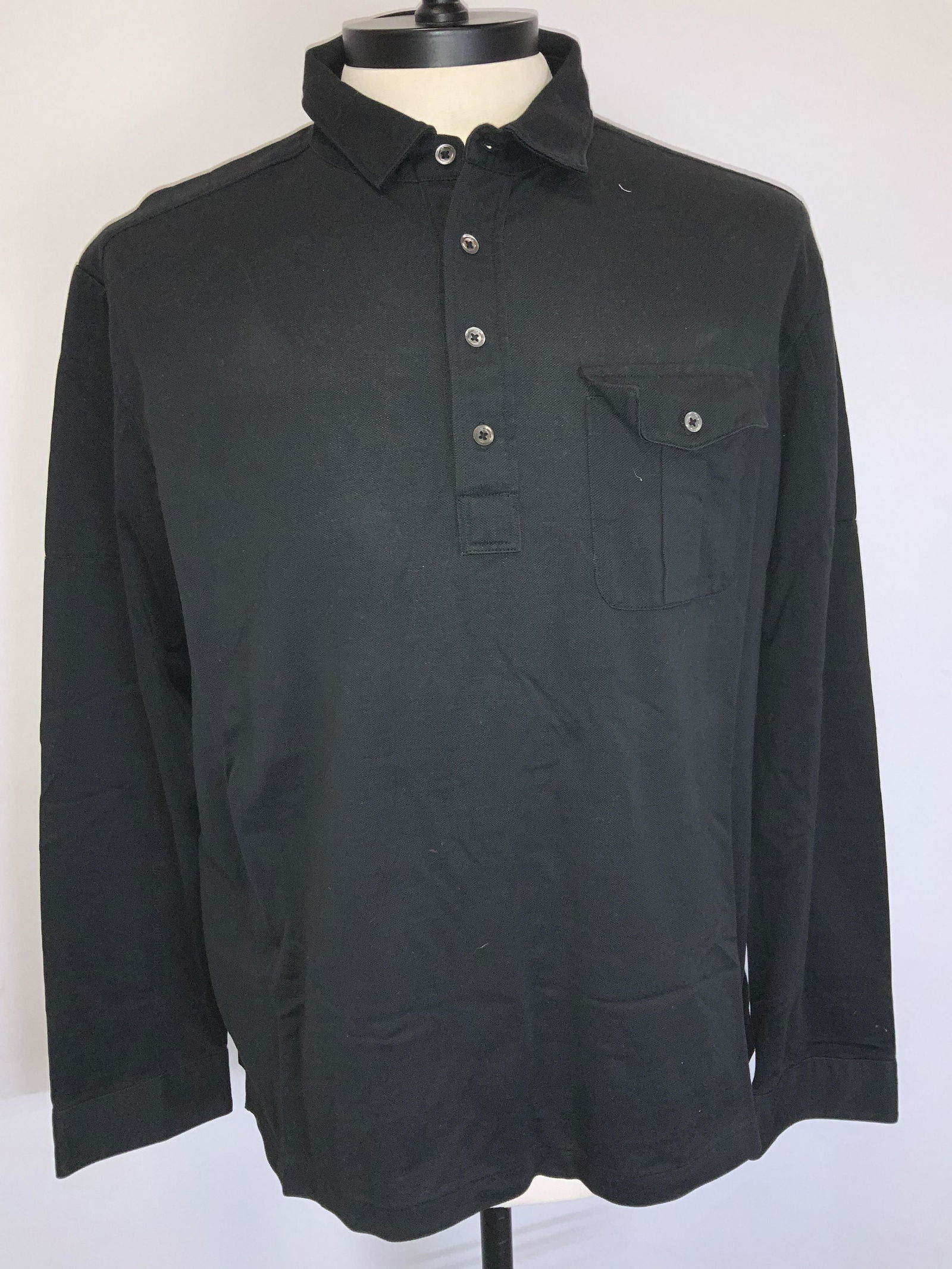 Polo RL Black Cotton Long Sleeve Polo Shirt (1 of 5)