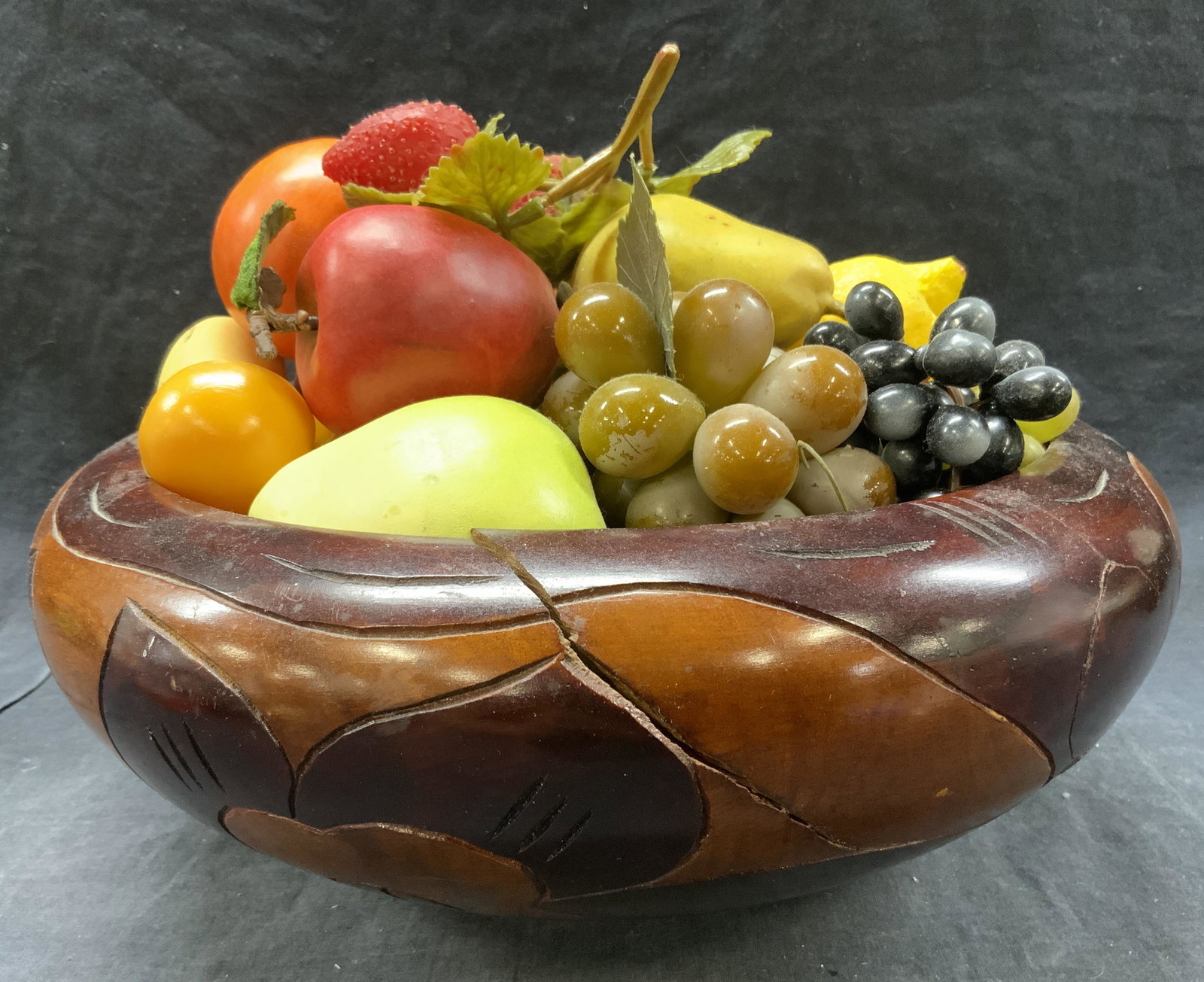 Wooden Bowl W Assorted Faux Fruit (1 of 8)