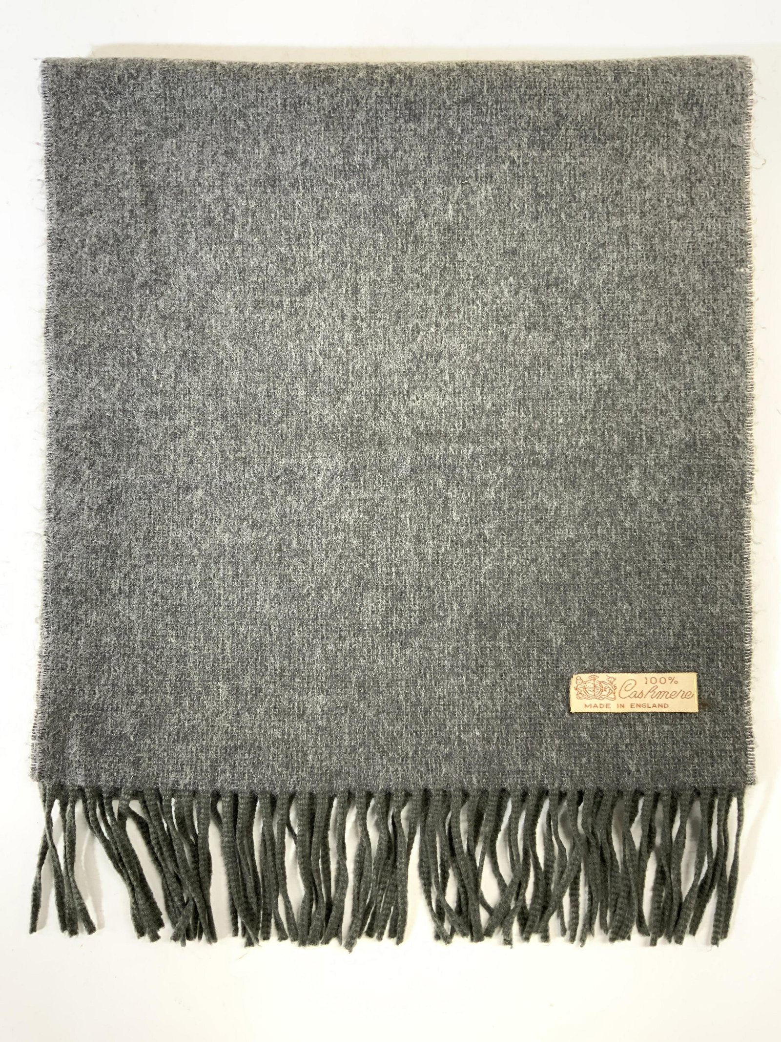 Grey Cashmere Fringe Scarf, England (1 of 4)
