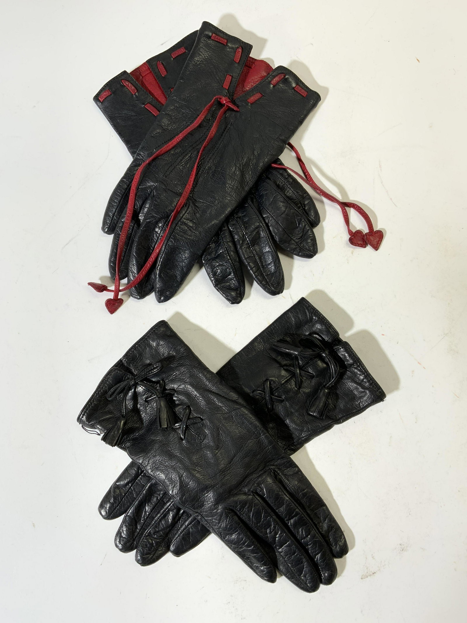 MOSCHINO Black/Red Leather Gloves, More (1 of 8)