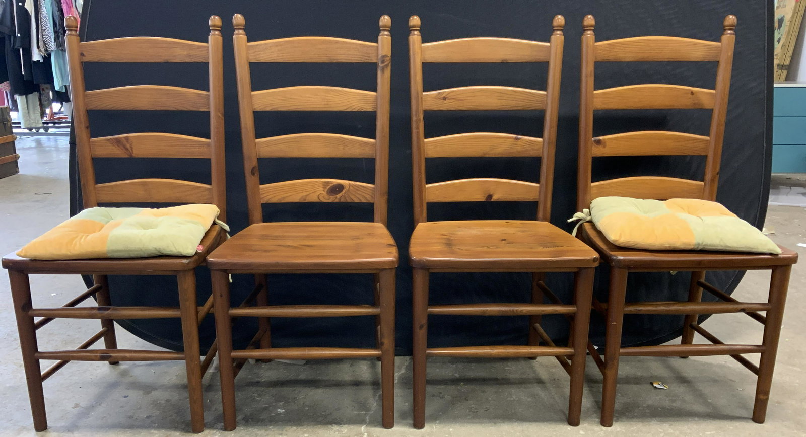 Set 4 Ladderback Wooden Side Chairs (1 of 9)
