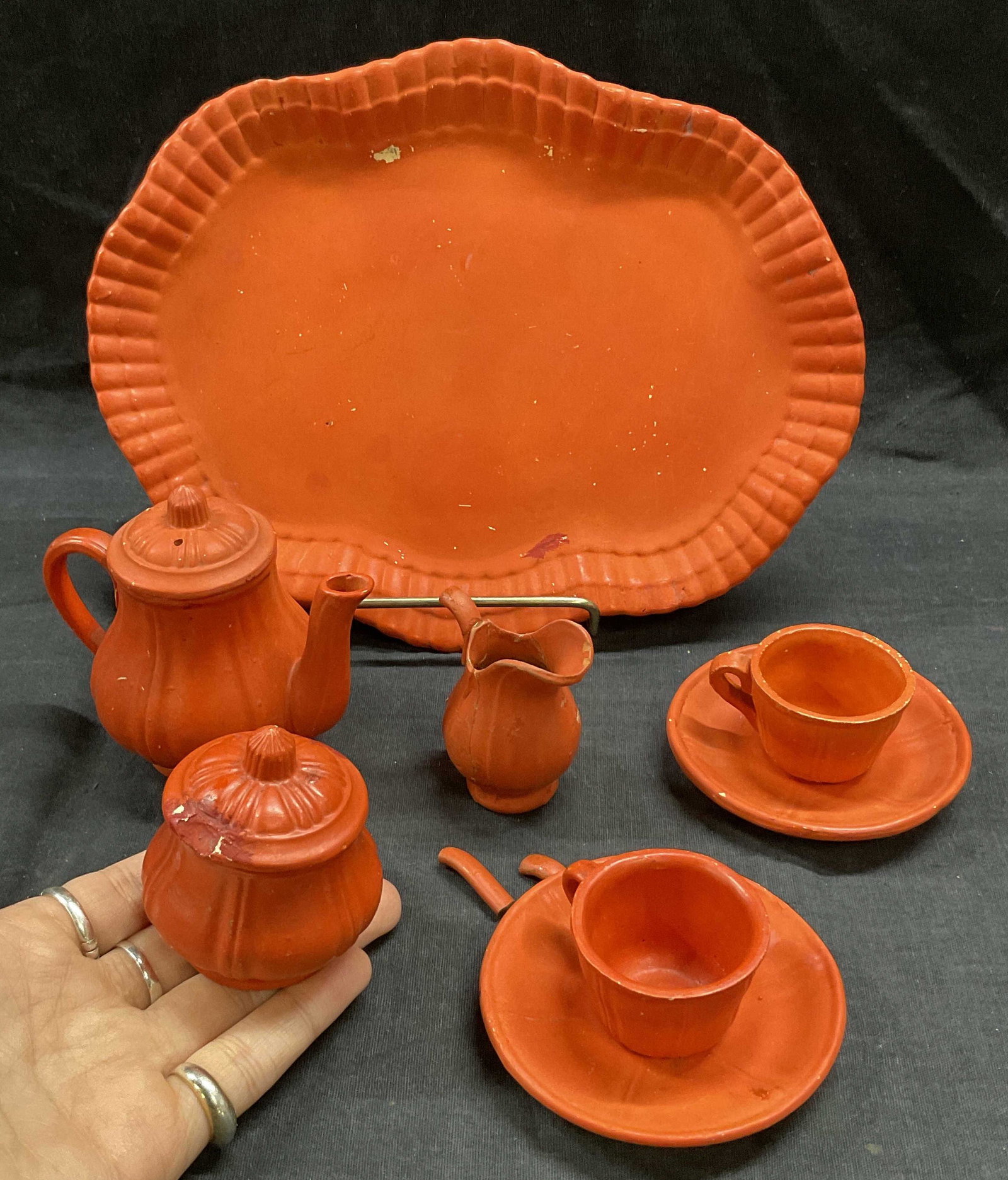 Orange Ceramic Children Tea Set (1 of 4)