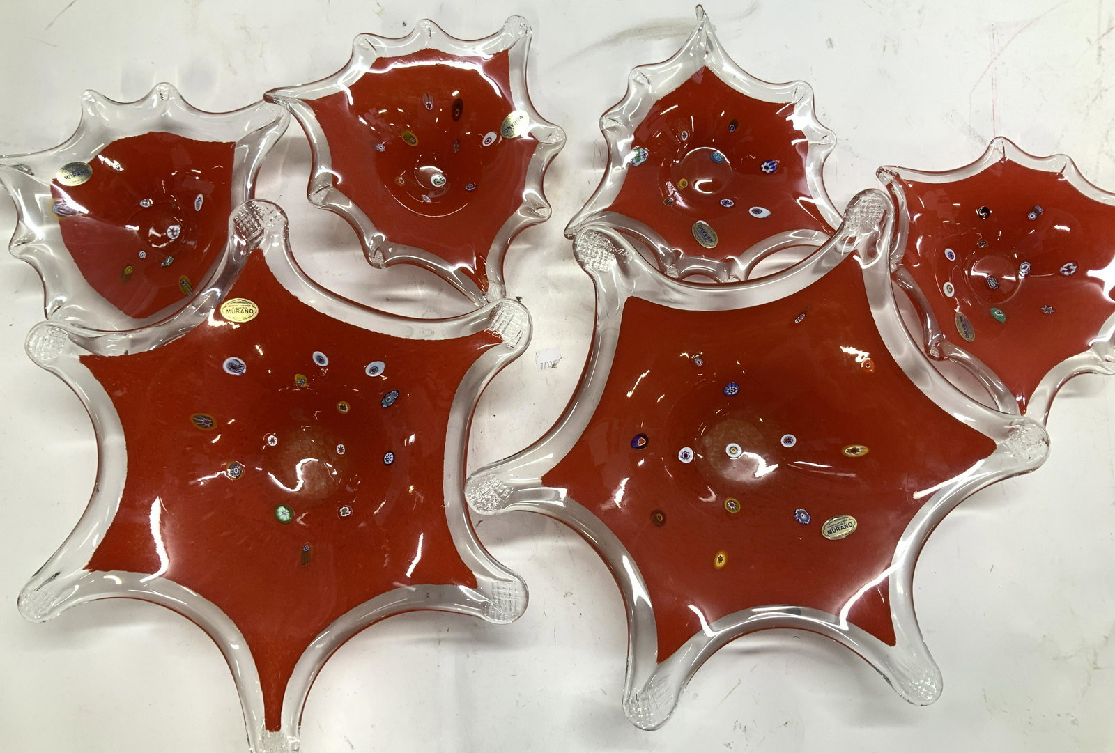 Set 6 MURANO ITALY LUXE Red Glass Bowl (1 of 11)