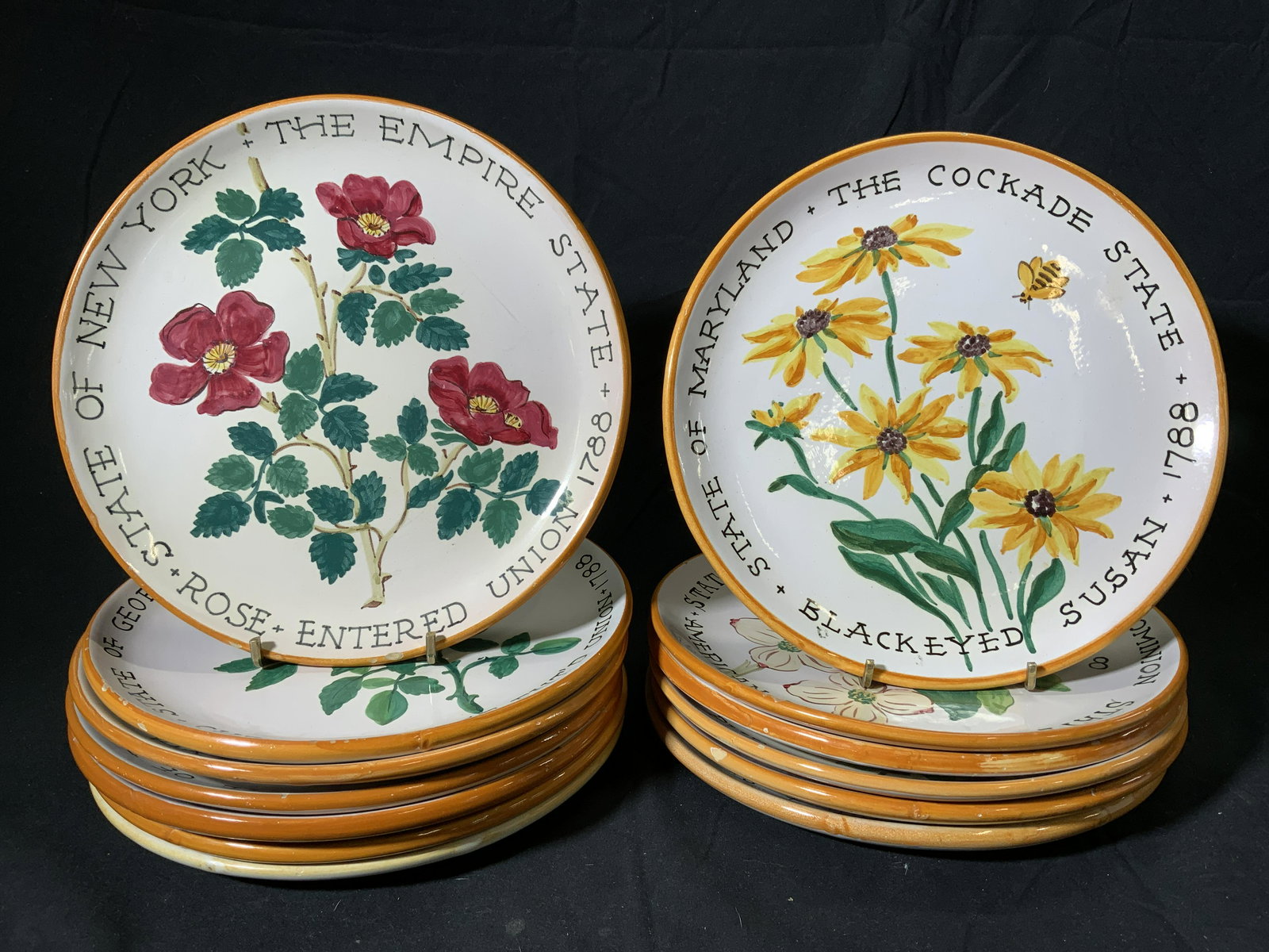 Set 13 Vintage US State Flower Plates (1 of 10)