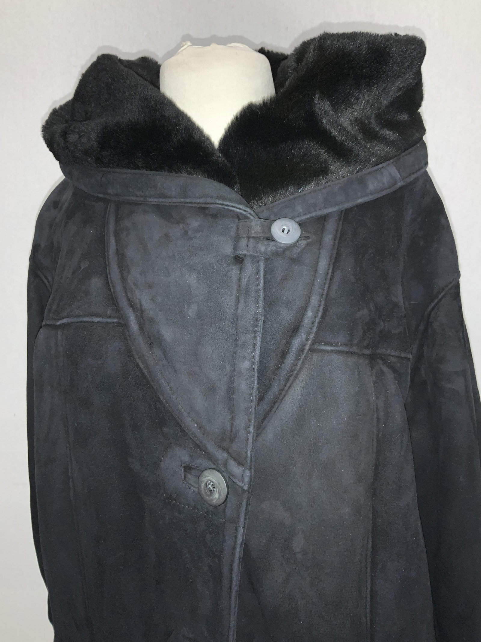 Sunrise Black Shearling Leather Winter Coat, CAN (1 of 8)