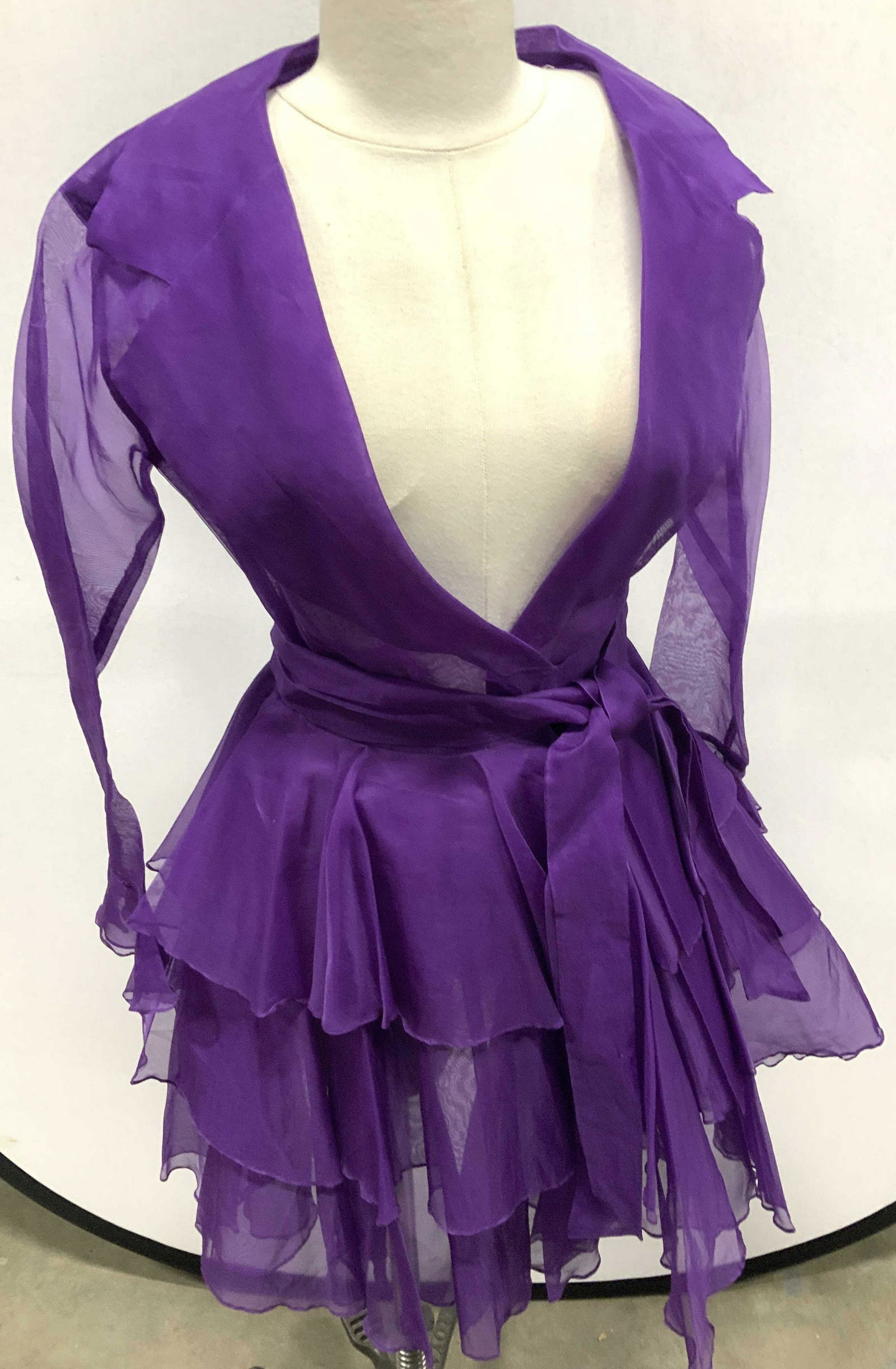 ABS Sheer Ruffled Wrap Over Jacket, sz 6 (1 of 7)