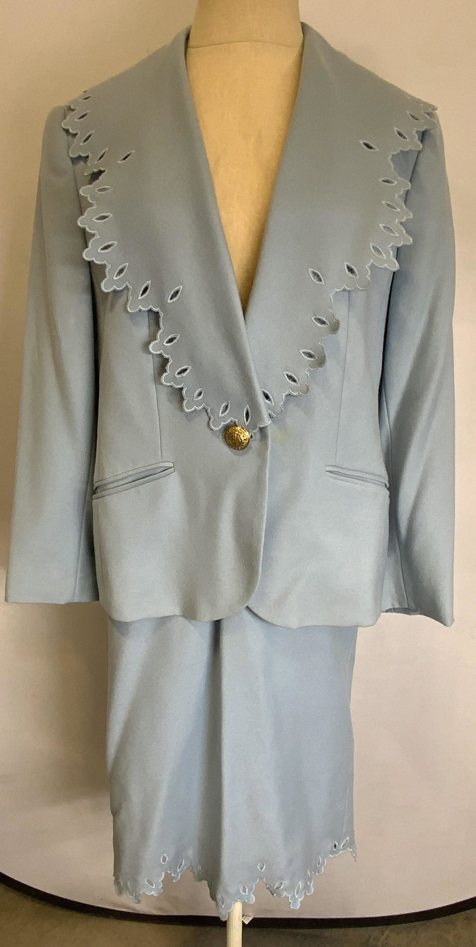 GUY LAROCHE Blue Wool Skirt & Jacket Set (1 of 7)