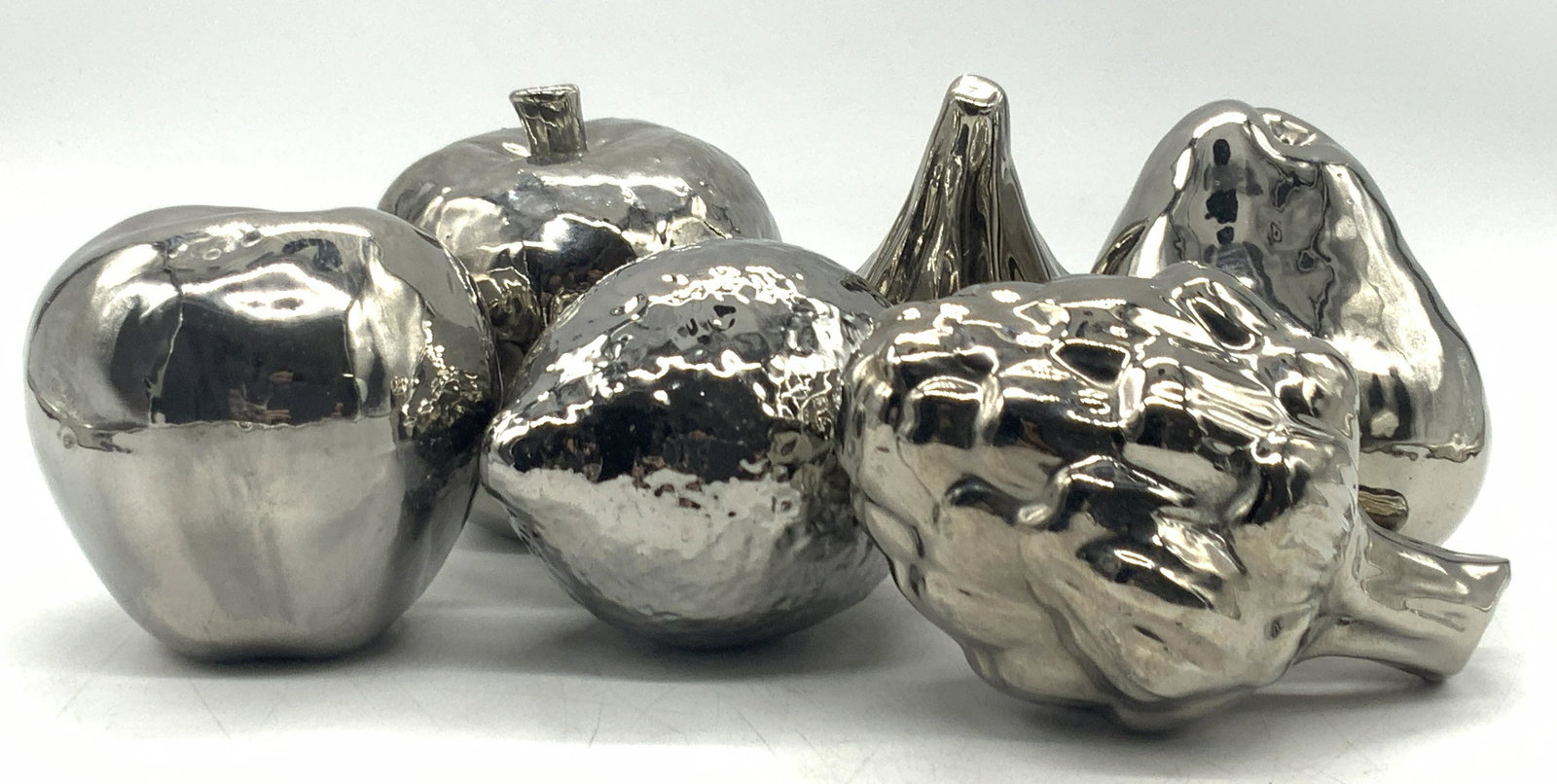 6 Minimalist Silver Toned Glass Fruits (1 of 8)