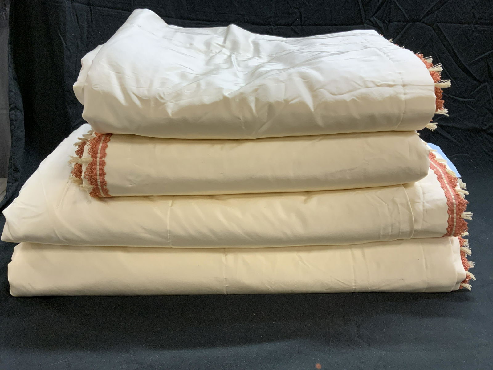 Set 4 Cream Silk Drapes with Colefax Trim (1 of 6)