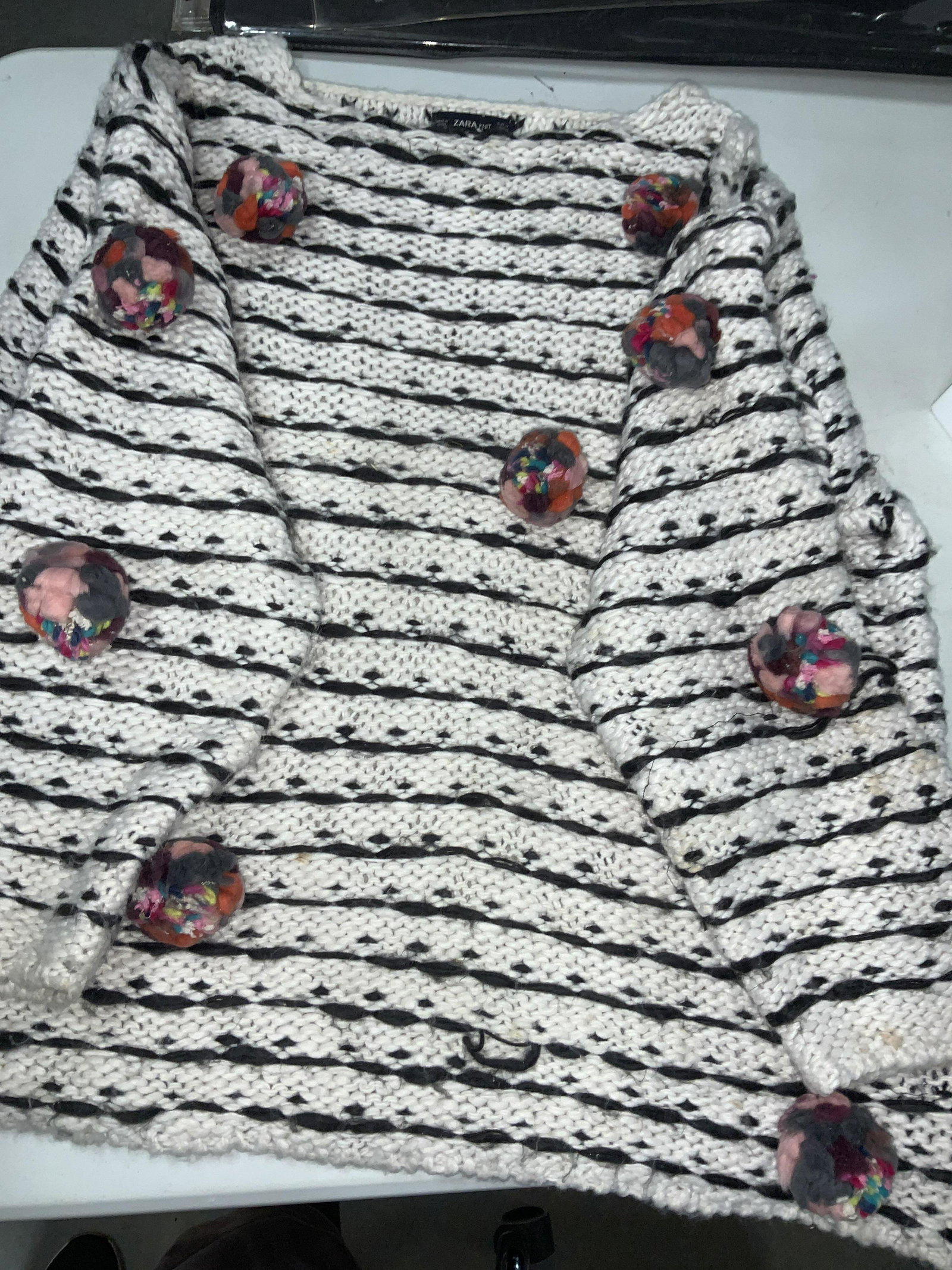 ZARA KNIT Acrylic Pom PoM Sweater, Plus Size (1 of 4)