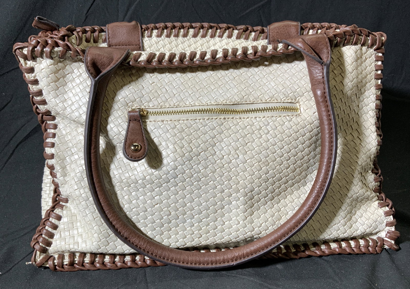 SHIRALEAH White Woven Leatherette Handbag (1 of 6)