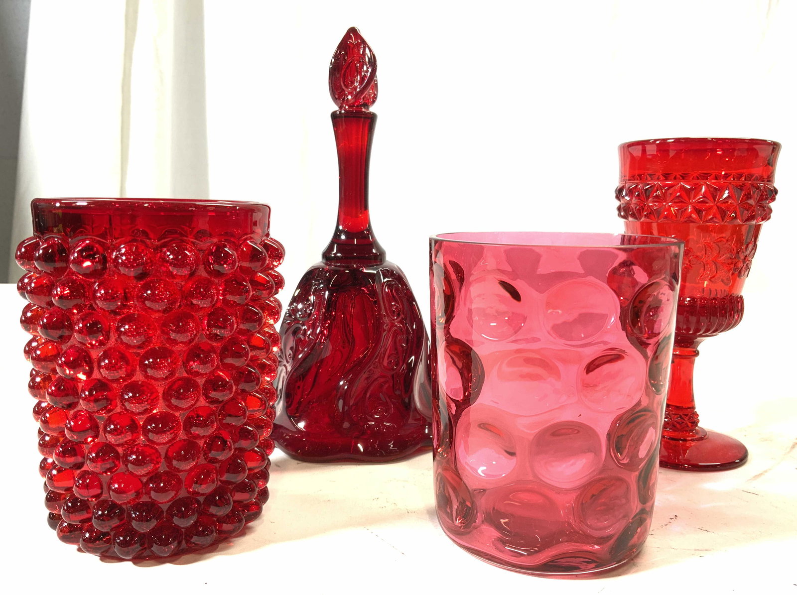Lot 4 Assorted Cranberry Glass Art Glass (1 of 7)