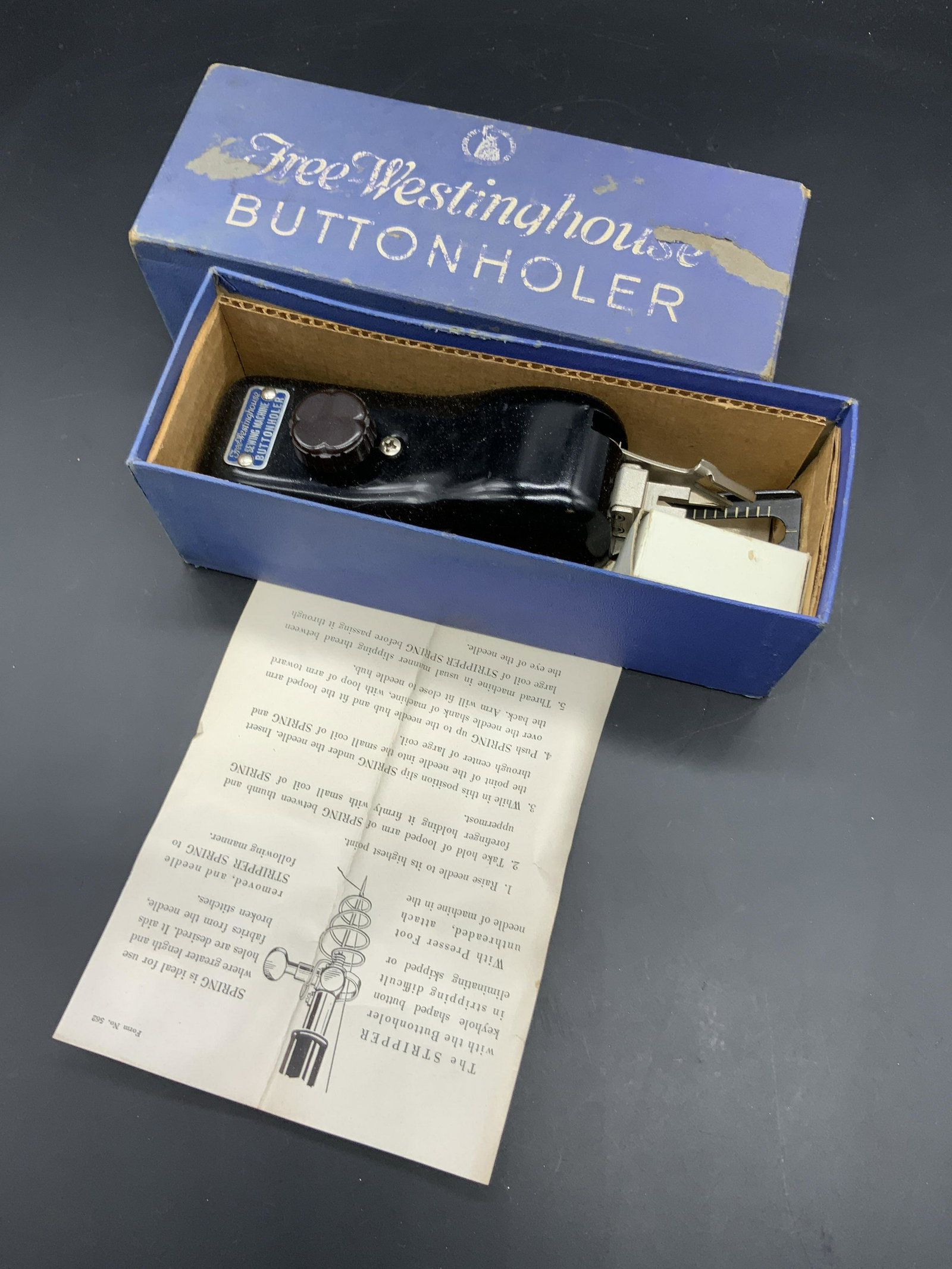 Vintage FREE WESTINGHOUSE BUTTONHOLER, Org Box (1 of 8)