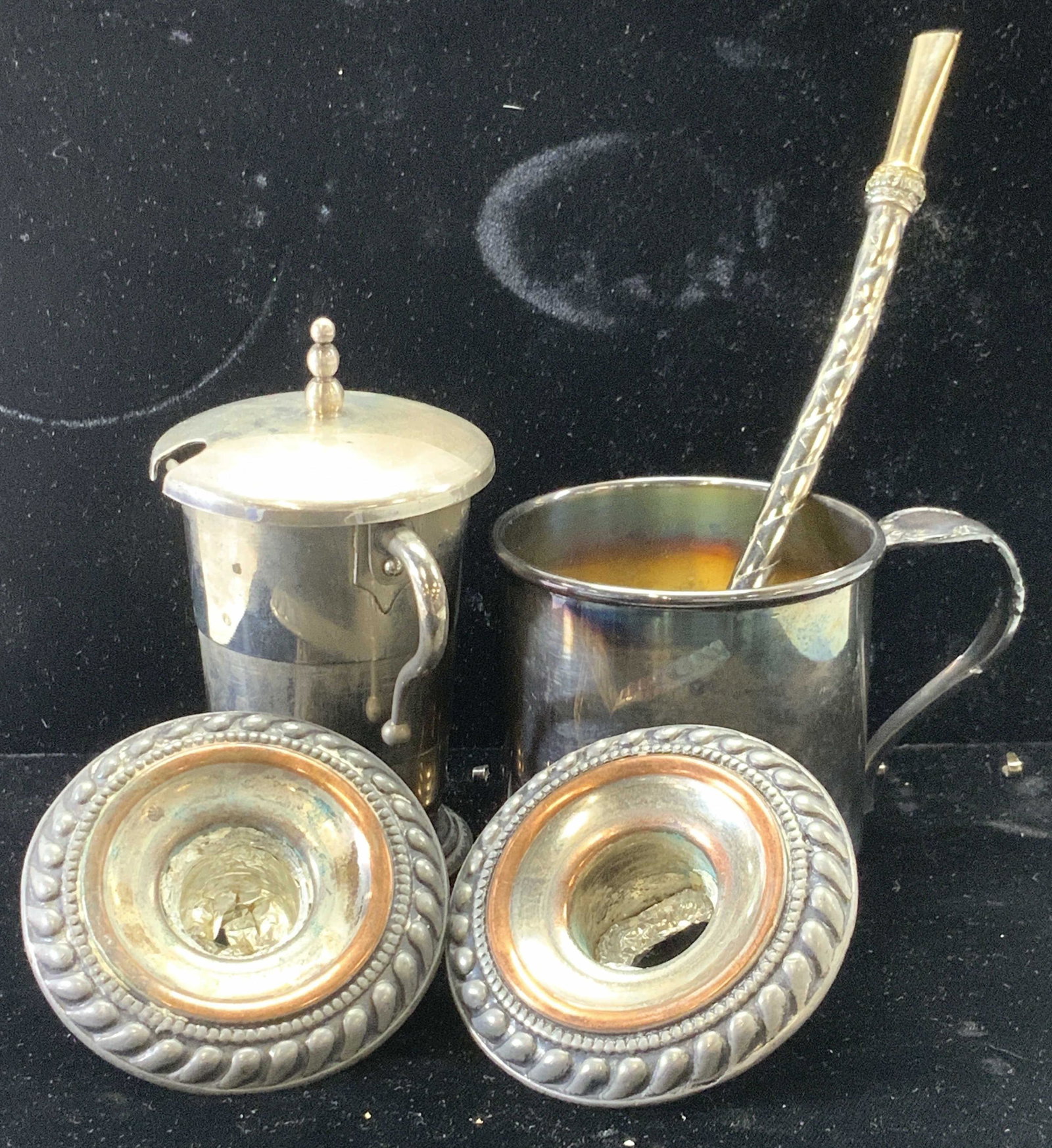 Silver Plate Candle Bobeche,Mate Straw,Child Cup 6 (1 of 8)