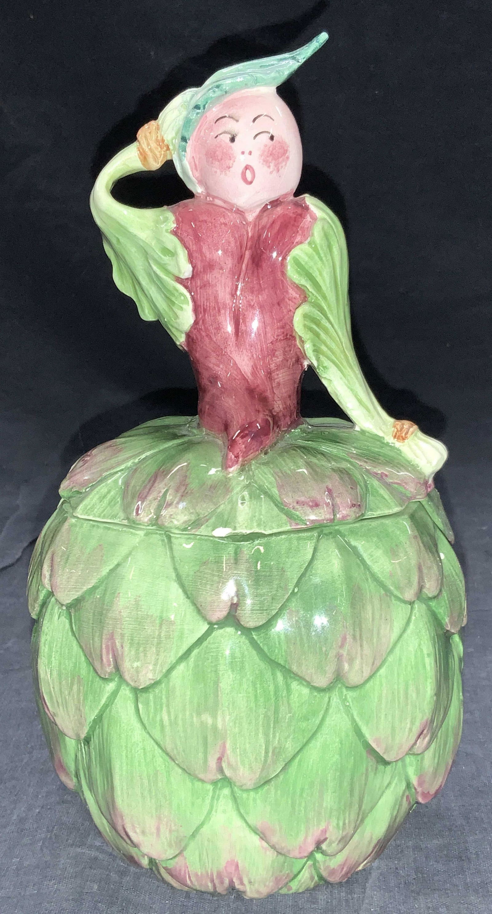 HORCHOW Hand Painted Ceramic Covered Vessel, Italy (1 of 9)