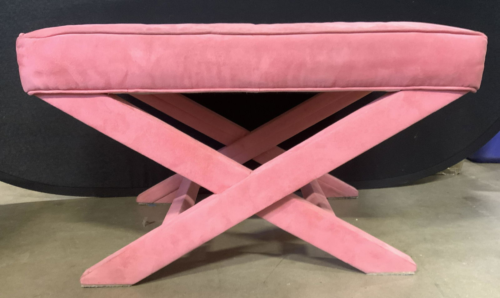 Pair Upholstered X Leg Benches In Pink (1 of 10)