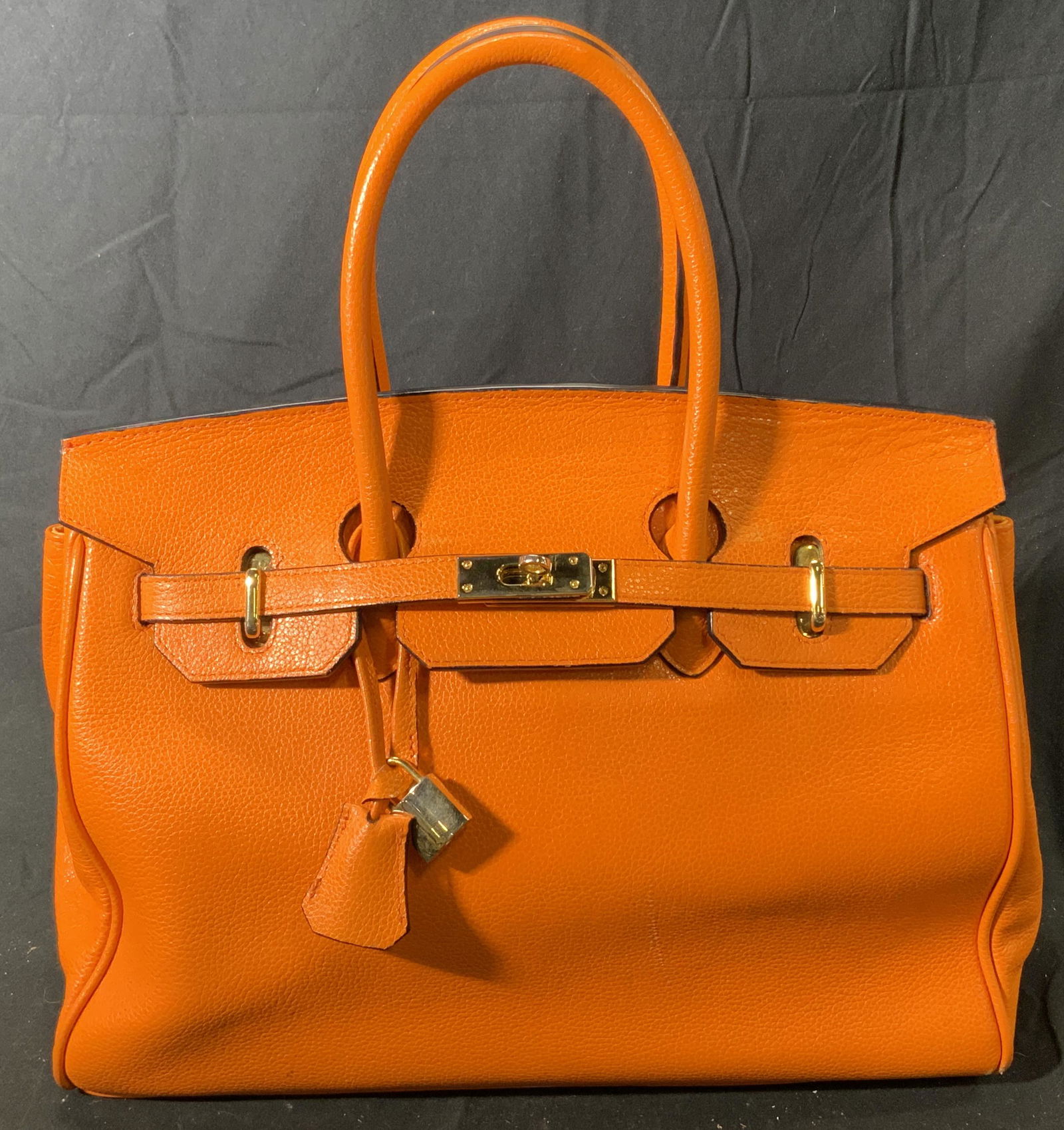 HERMES Birkin Style Orange Leather Handbag (1 of 8)