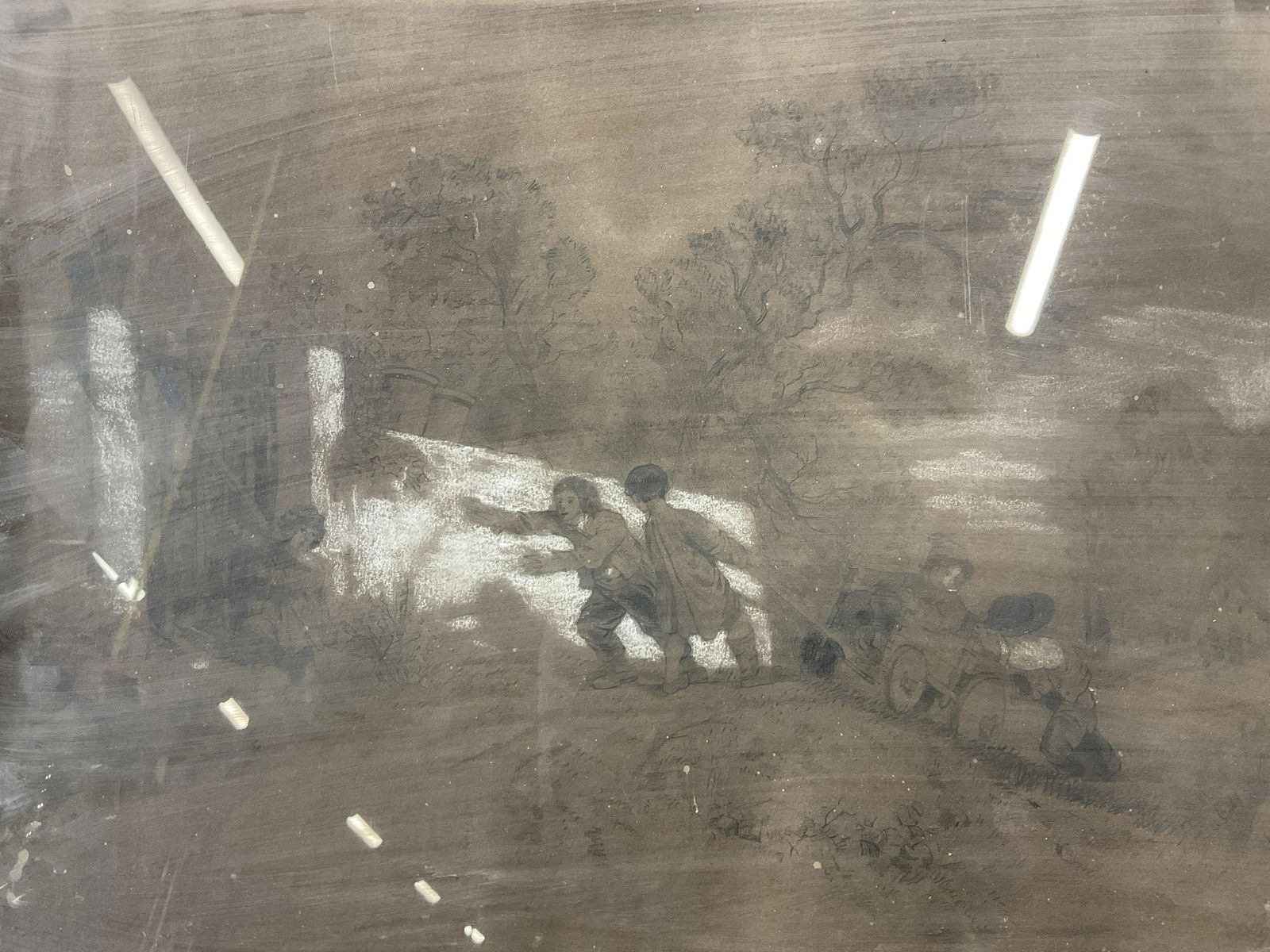 Antique OLGA SENIGAGLIA Signed Graphite Drawing (1 of 9)