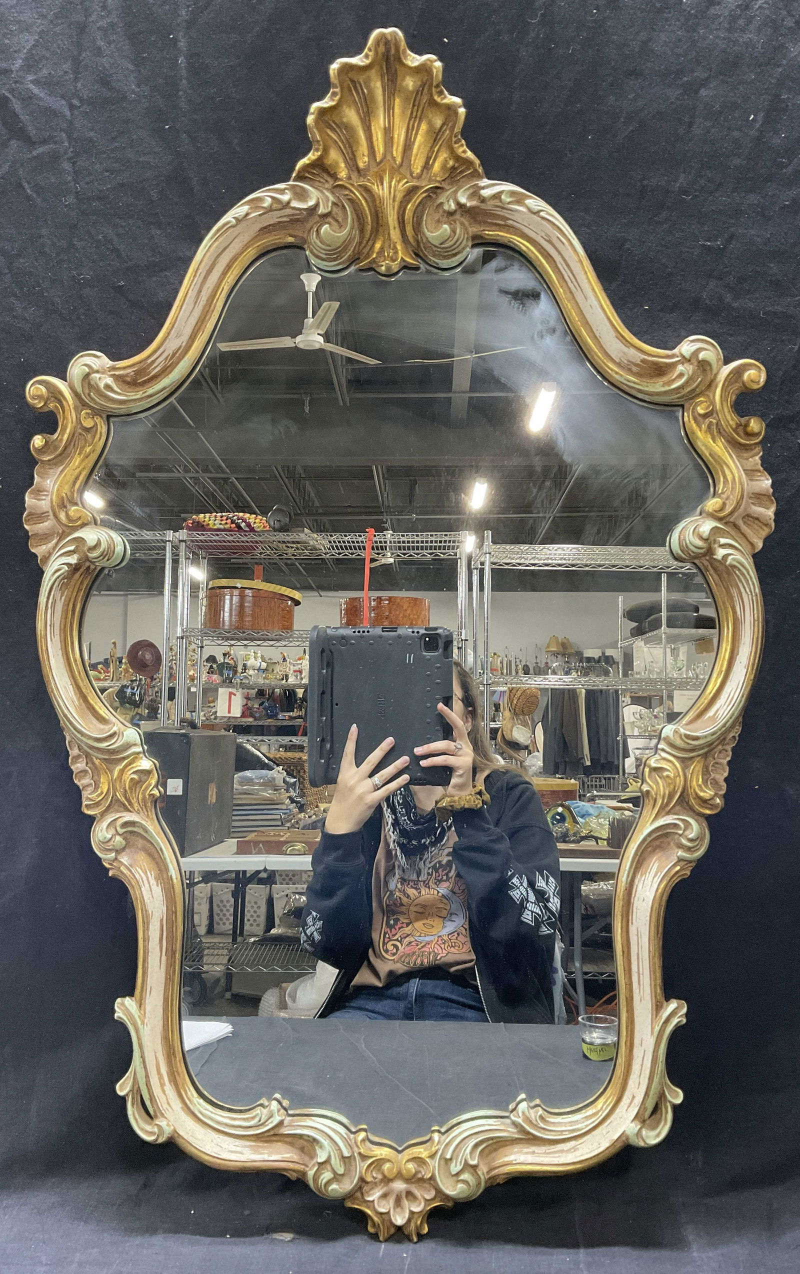 Rococo Style Gilt & Color Detailed Wood Mirror (1 of 7)