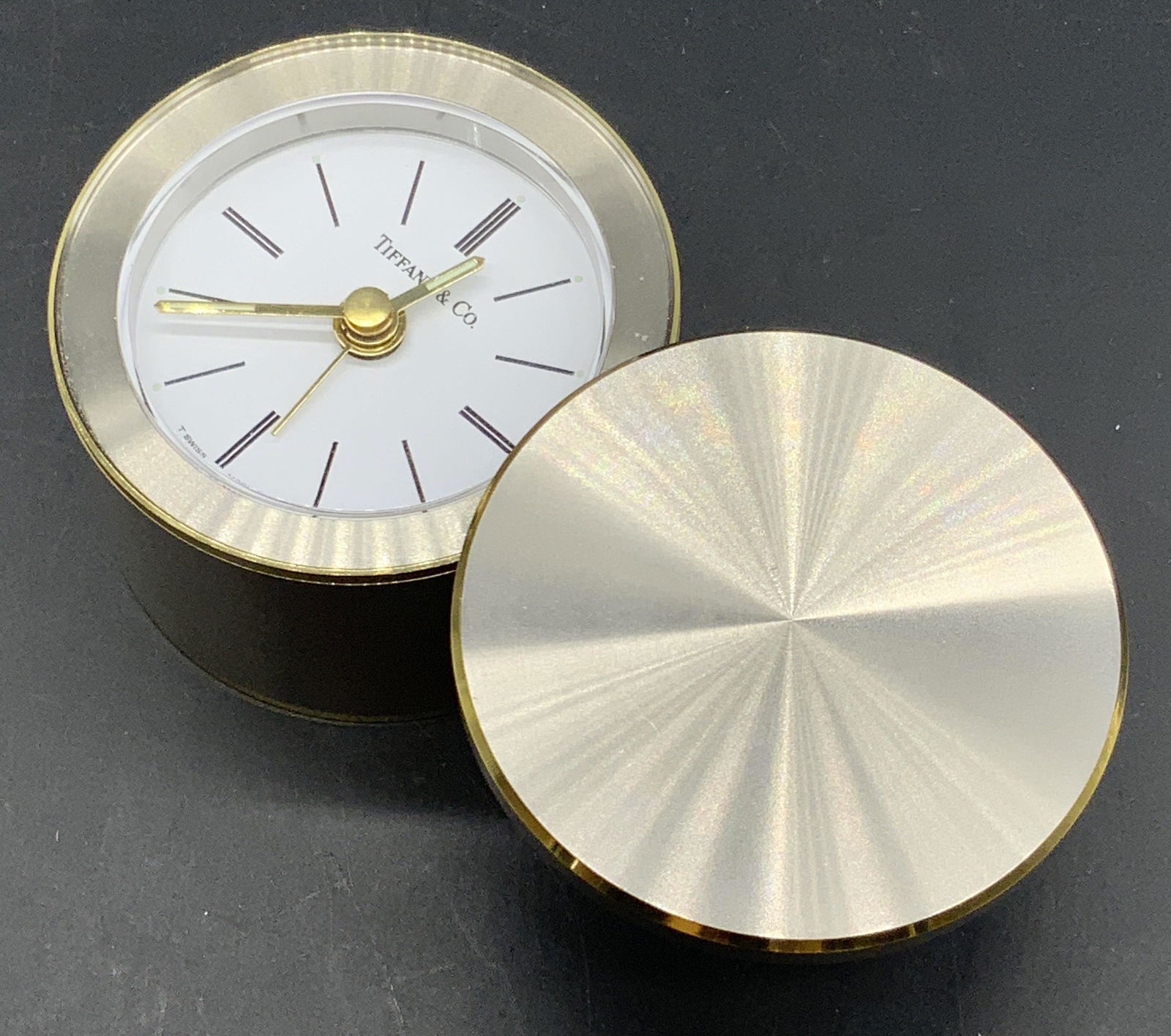 TIFFANY & CO SWISS TRAVEL ROUND FACE DESK CLOCK (1 of 12)