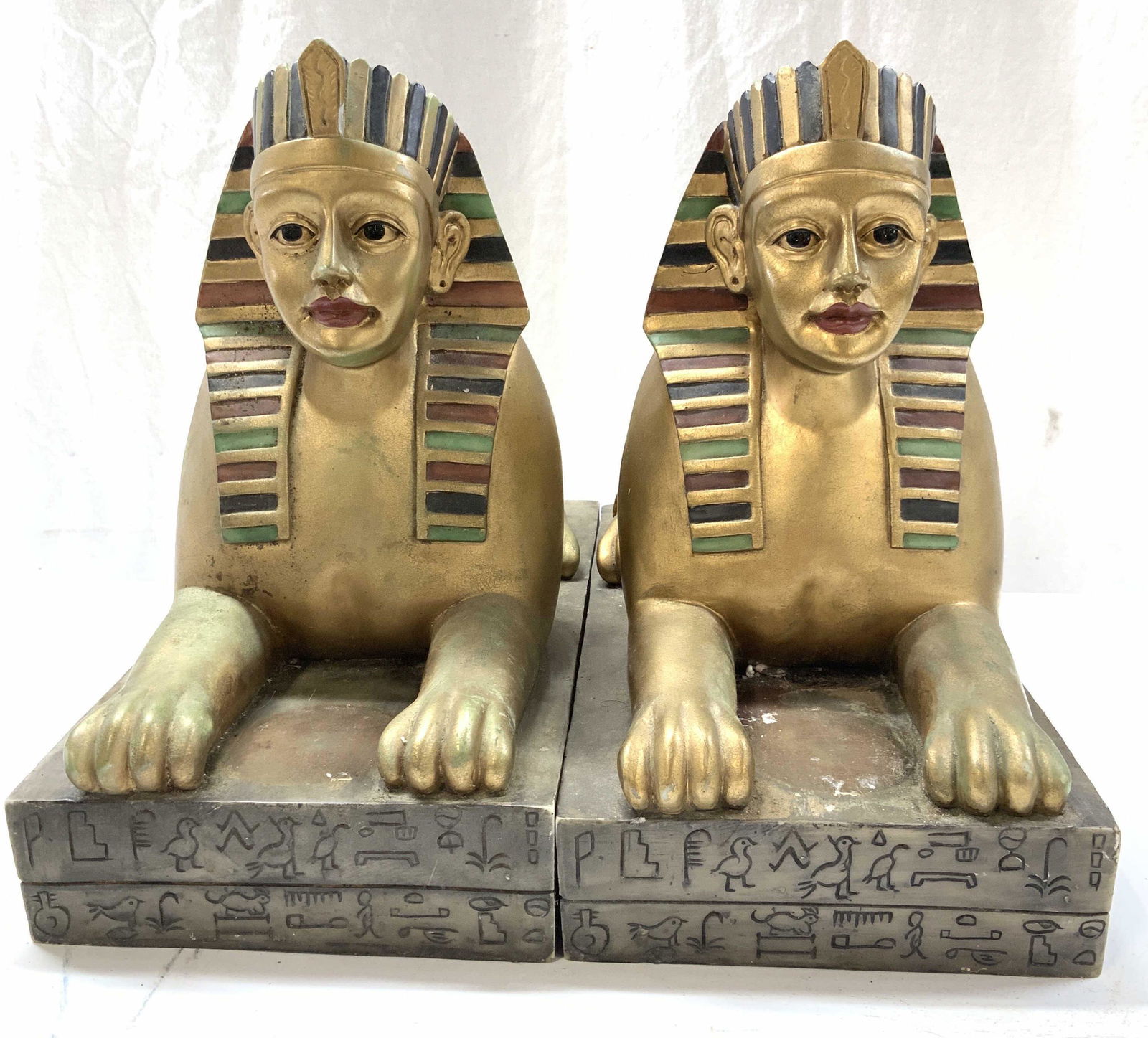 Pair Hand Painted Resin Egyptian Sphinx Statues (1 of 7)