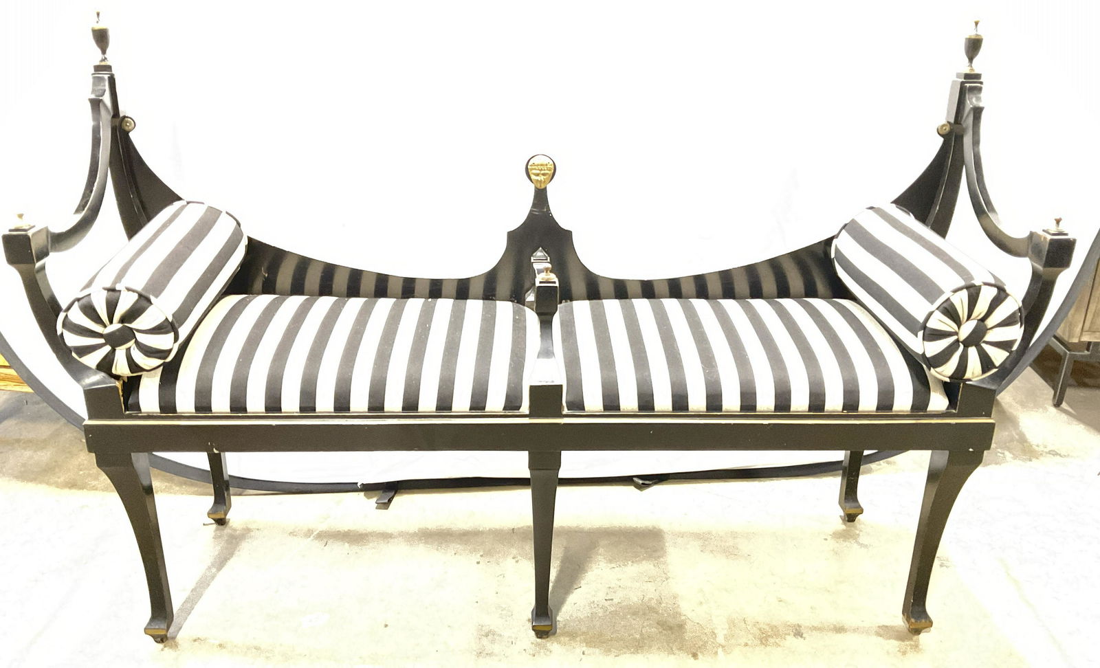 Vtg Neoclassical Style Bench, Custom Upholstery (1 of 11)